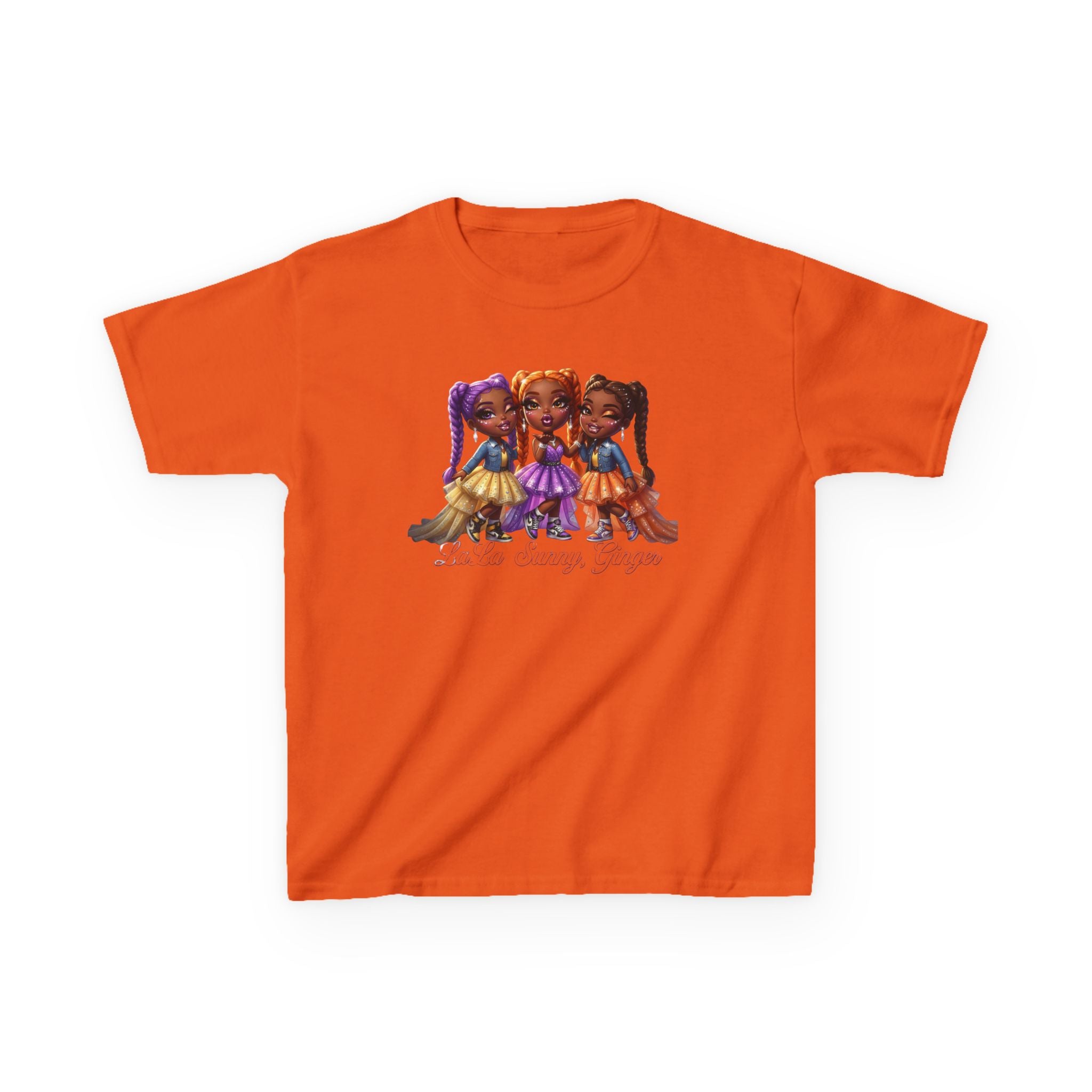 Sunny Lala Ginger Kids Tee — 'Sister Squad' Cartoon Girls Graphic Shirt