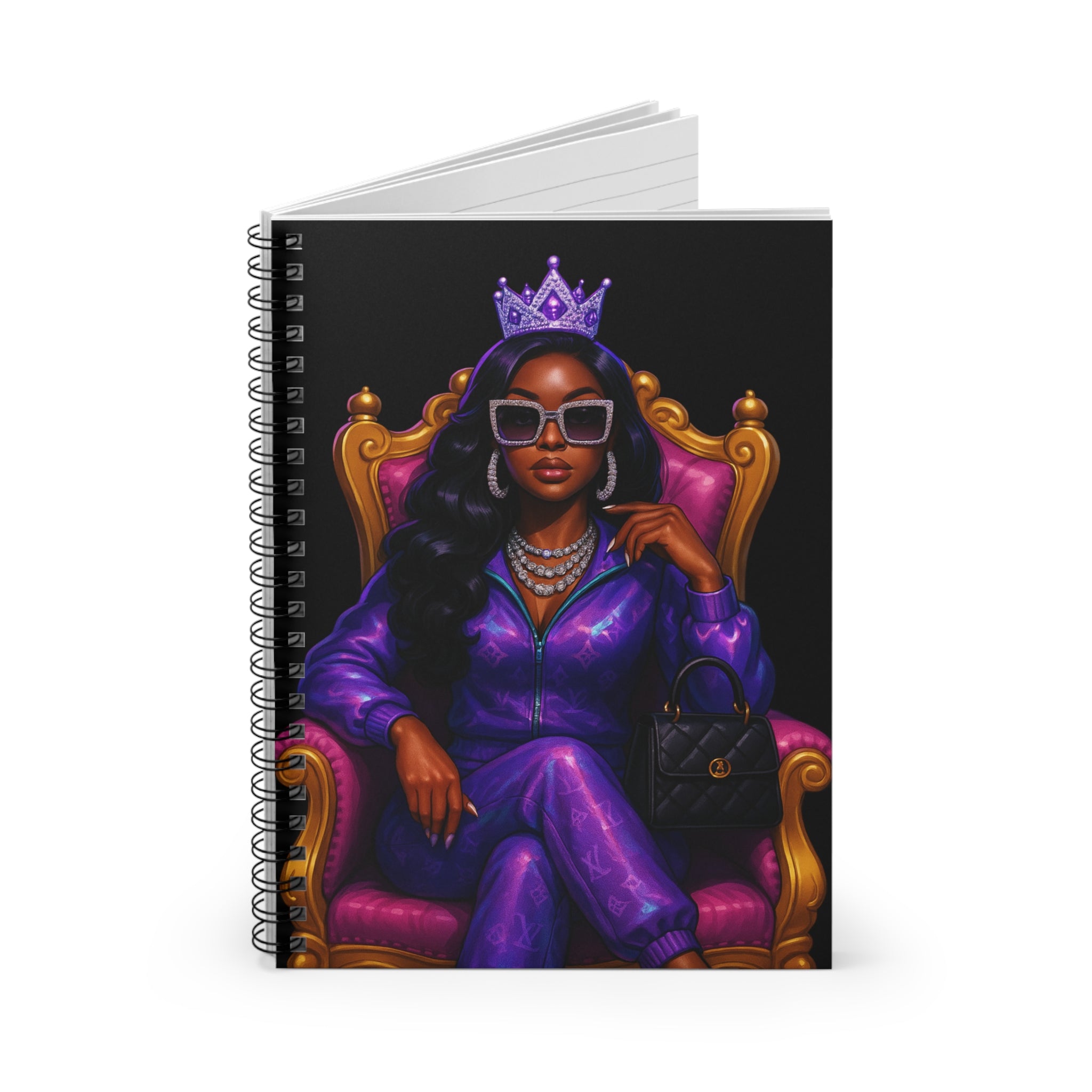 Regal Queen Spiral Notebook - Stylish Ruled Lines for Fashion Lovers