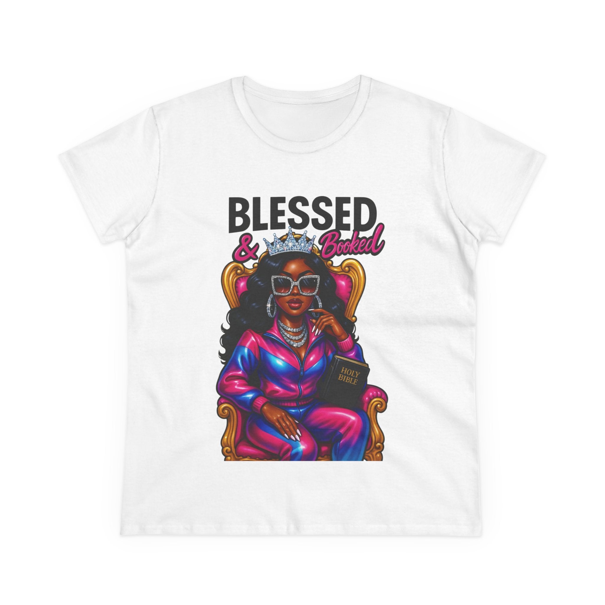 Blessed & Booked Women's Midweight Cotton Tee - Stylish Graphic Shirt for Readers