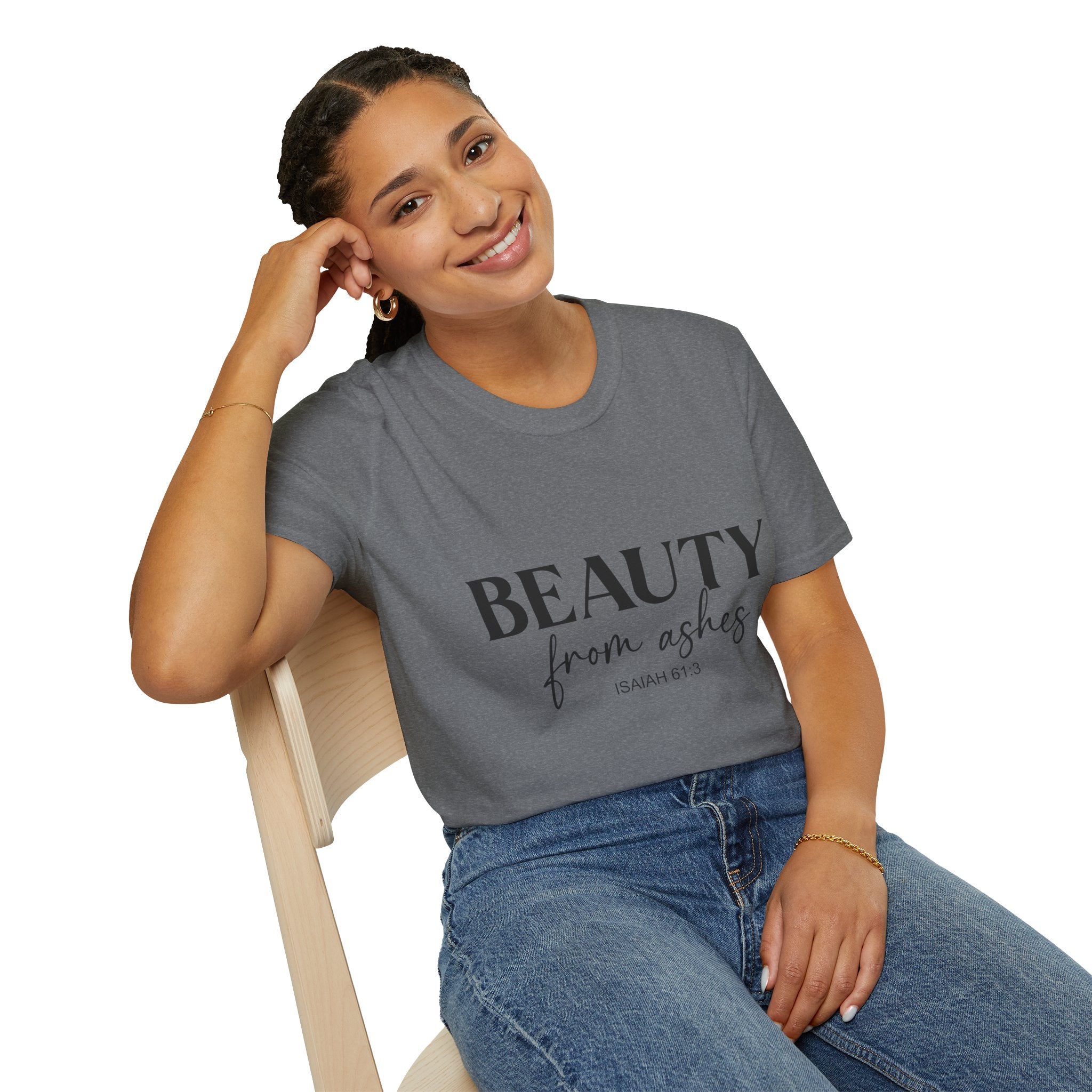 Inspirational Unisex T-Shirt: Beauty from Ashes, Faith Apparel, Motivational Gift, Christian Shirt, Casual Style, Uplifting Quote