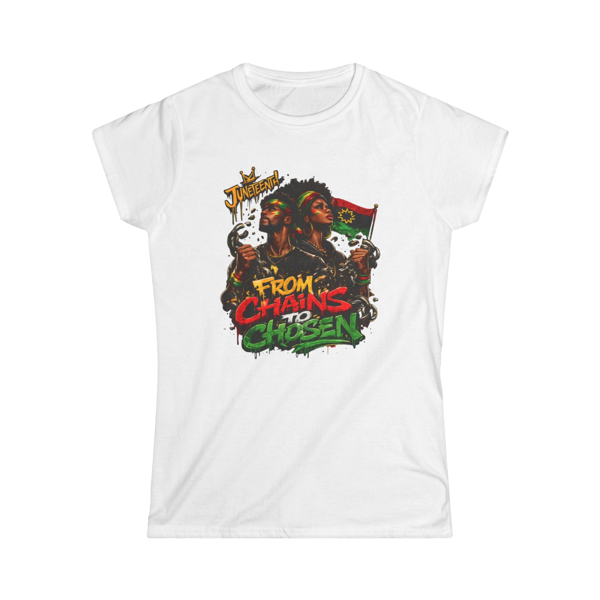 From Chains to Chosen Women's Tee — Pan-African Liberation Graphic Shirt
