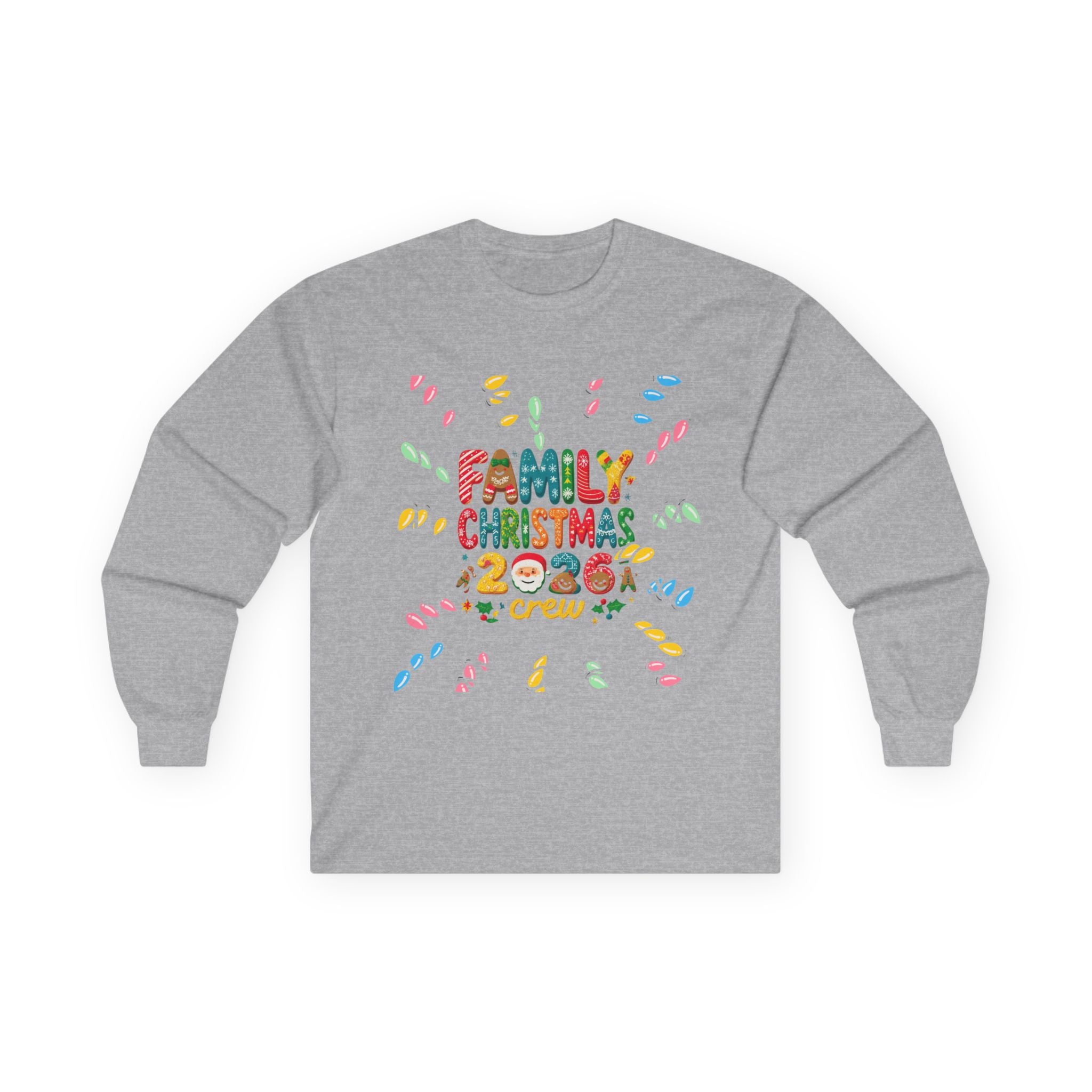 Family Christmas 2026 Long Sleeve Tee — Colorful Holiday Crew Shirt