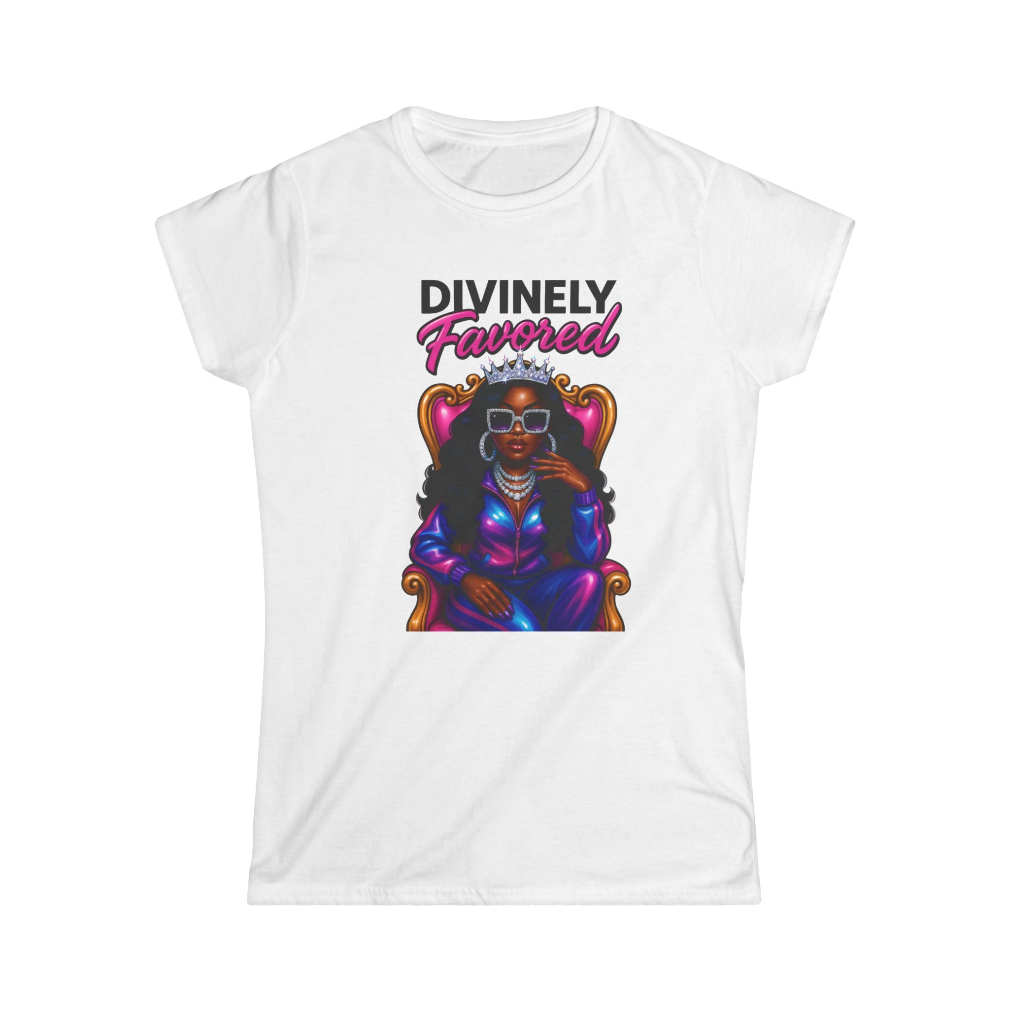 Divinely Favored Women's Softstyle Tee - Inspirational Graphic T-Shirt