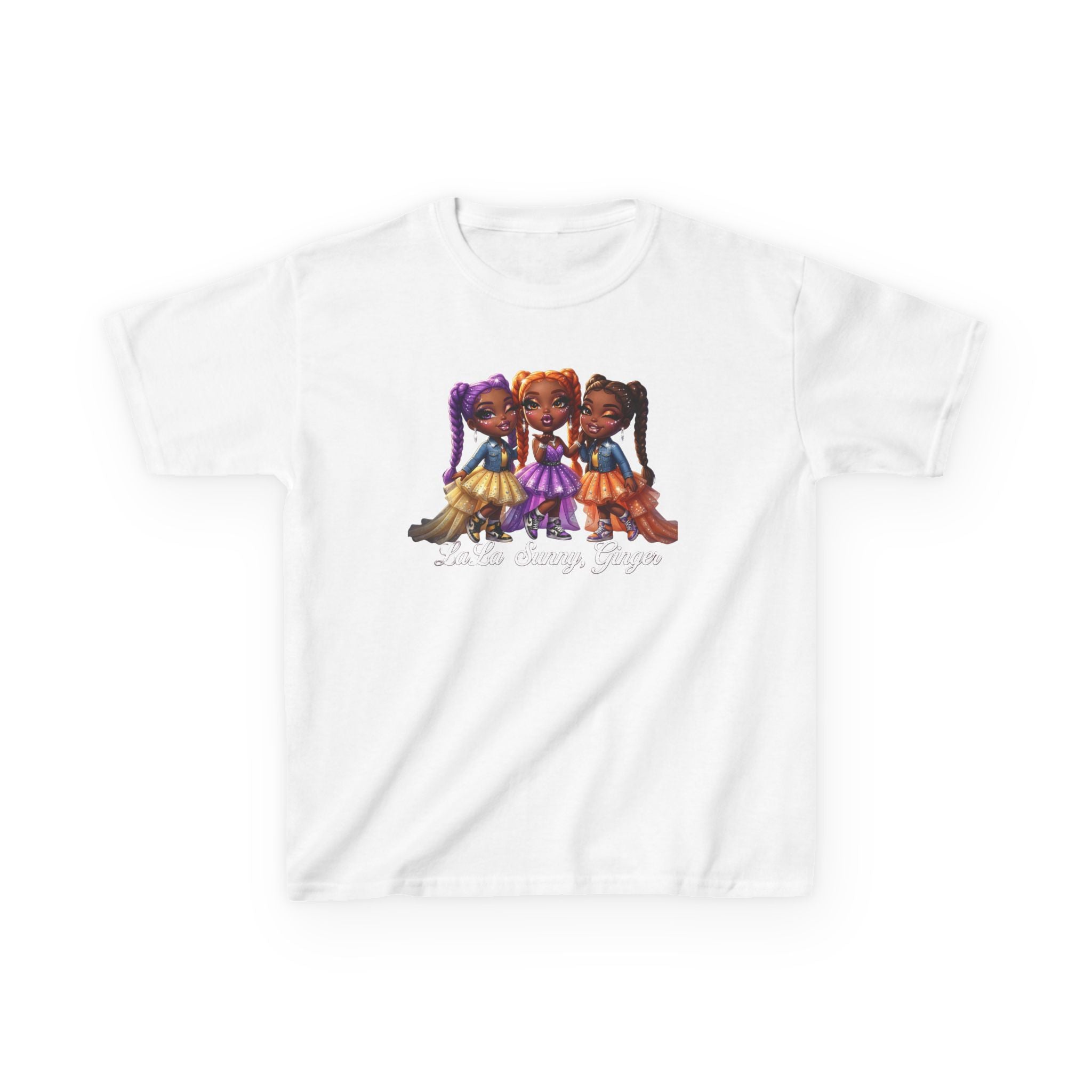 Sunny Lala Ginger Kids Tee — 'Sister Squad' Cartoon Girls Graphic Shirt