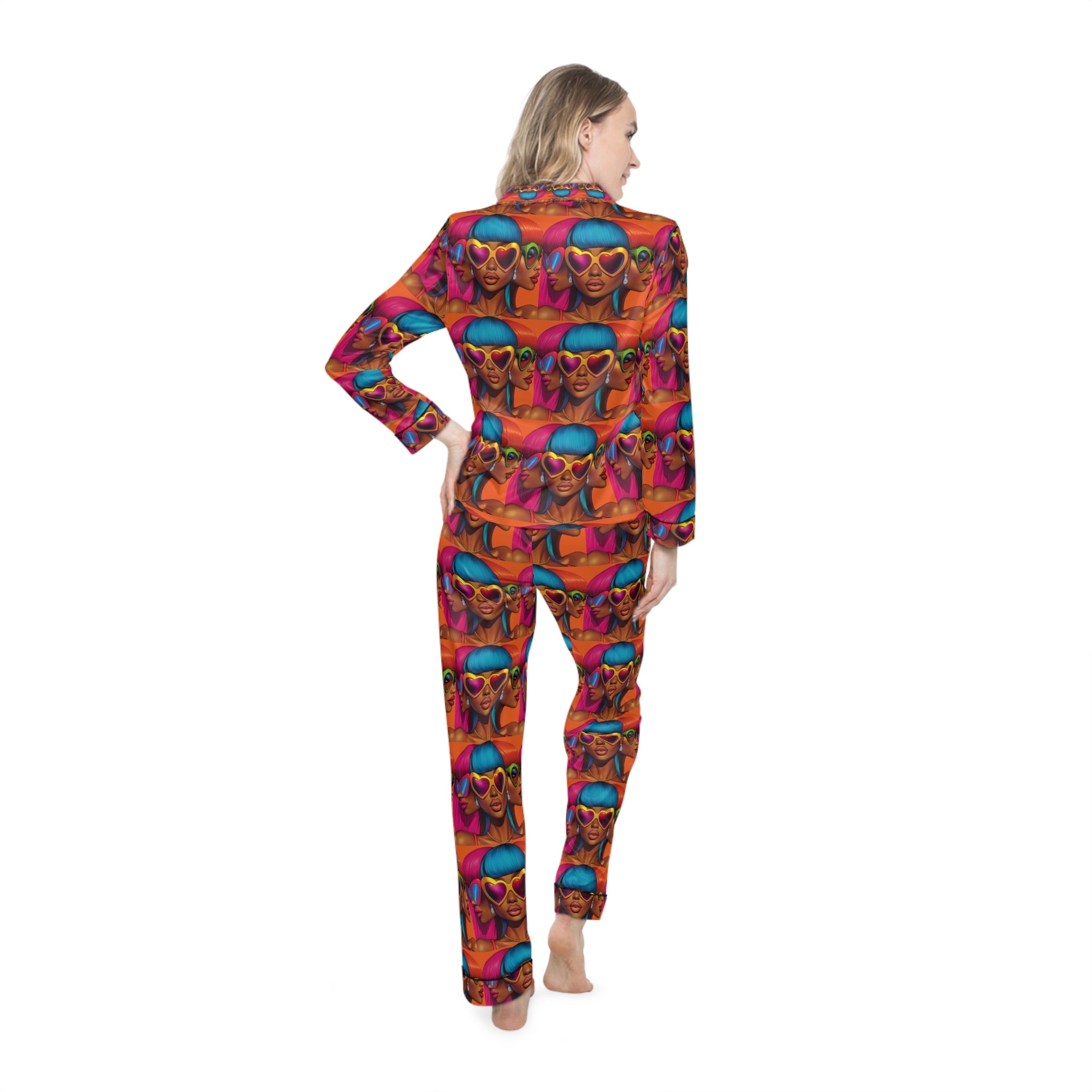 Vibe Vibrant Women's Satin Pajamas - Bold Print for Stylish Relaxation