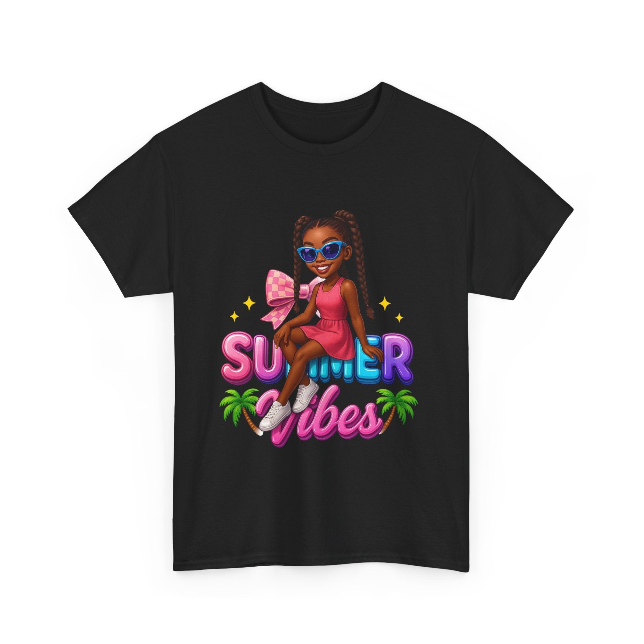 Summer Vibes Unisex Heavy Cotton Tee, Casual Wear, Gift for Her, Summer Fashion, Beach Vacation T-Shirt, Trendy Graphic Tee