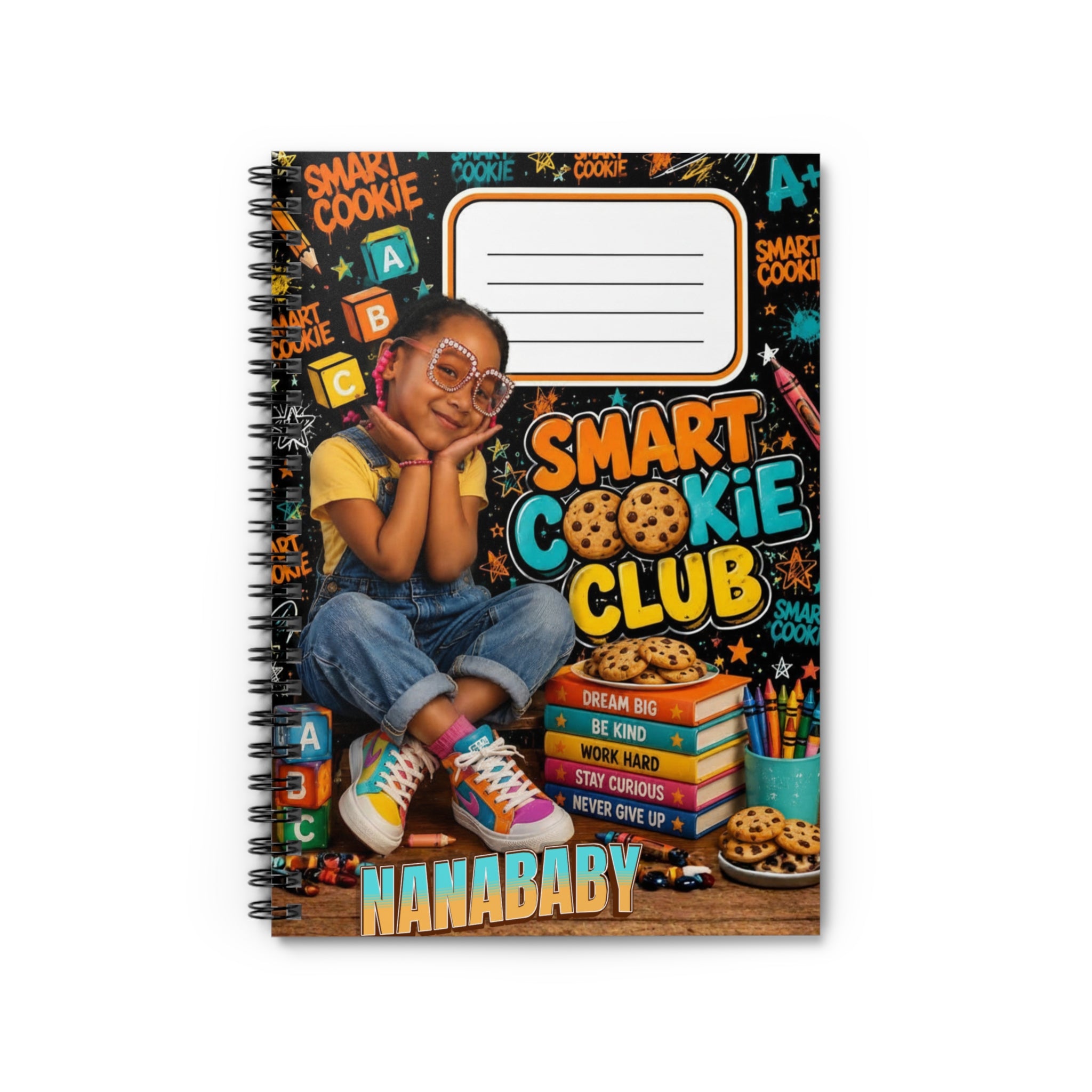 Smart Cookie Club Spiral Notebook — Kids School Journal with "Smart Cookie Club" Design