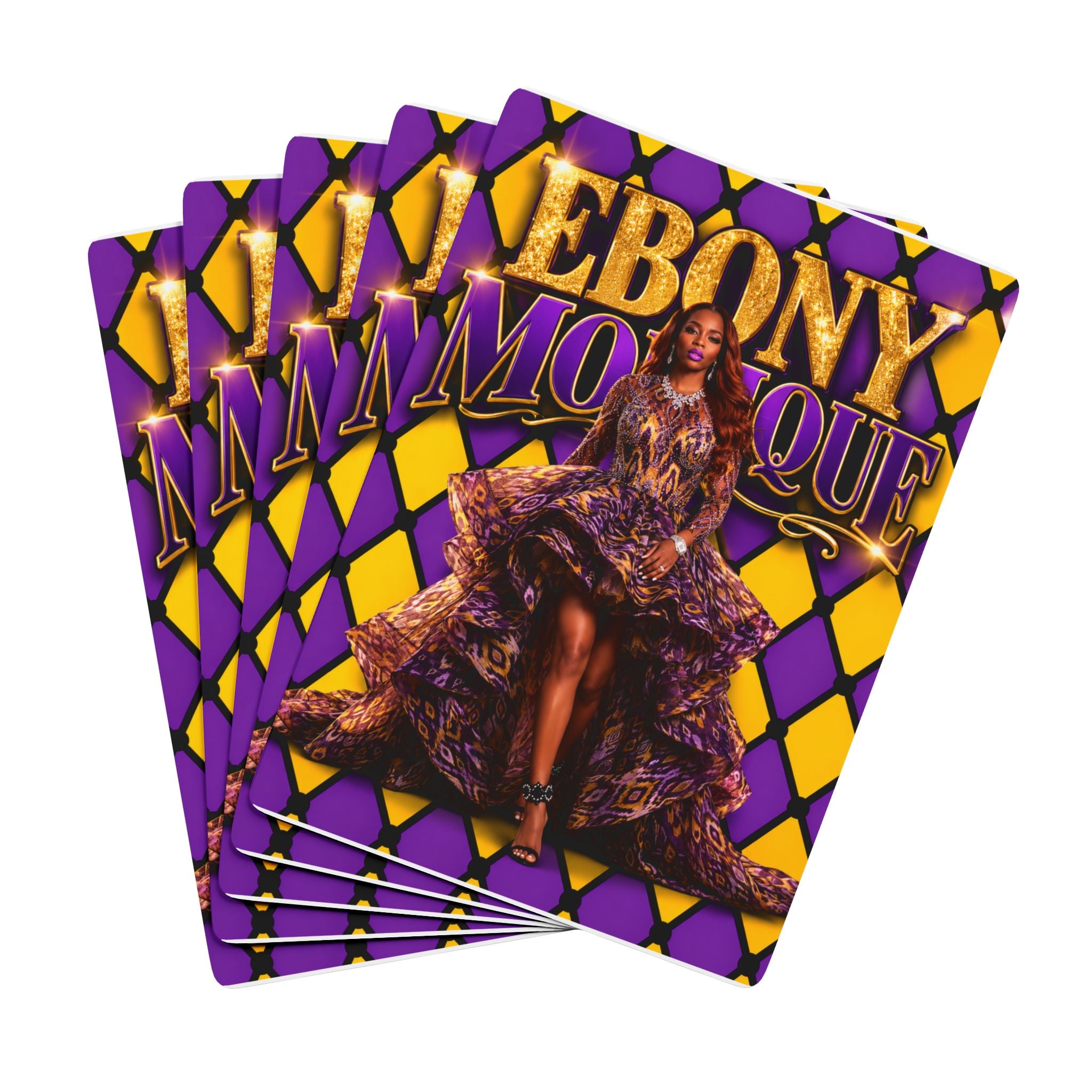 Ebony Monique Poker Playing Cards — Luxury Purple & Gold Deck