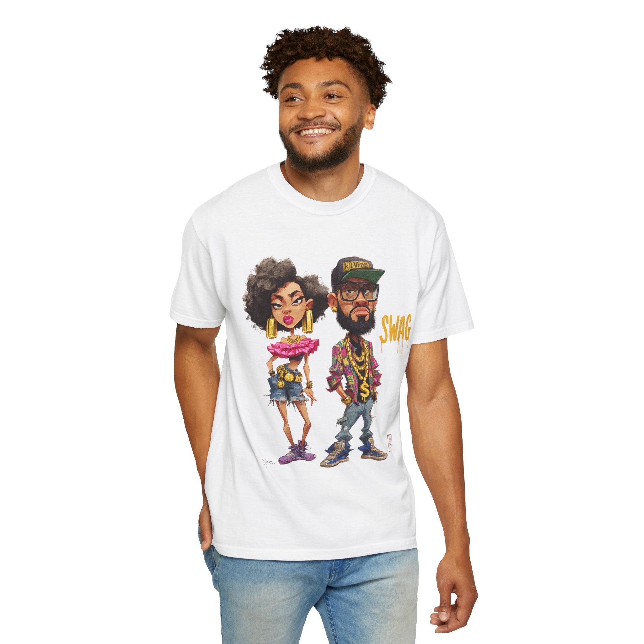 Unisex Garment-Dyed T-Shirt with Cool Cartoon Design - 'SWAG'