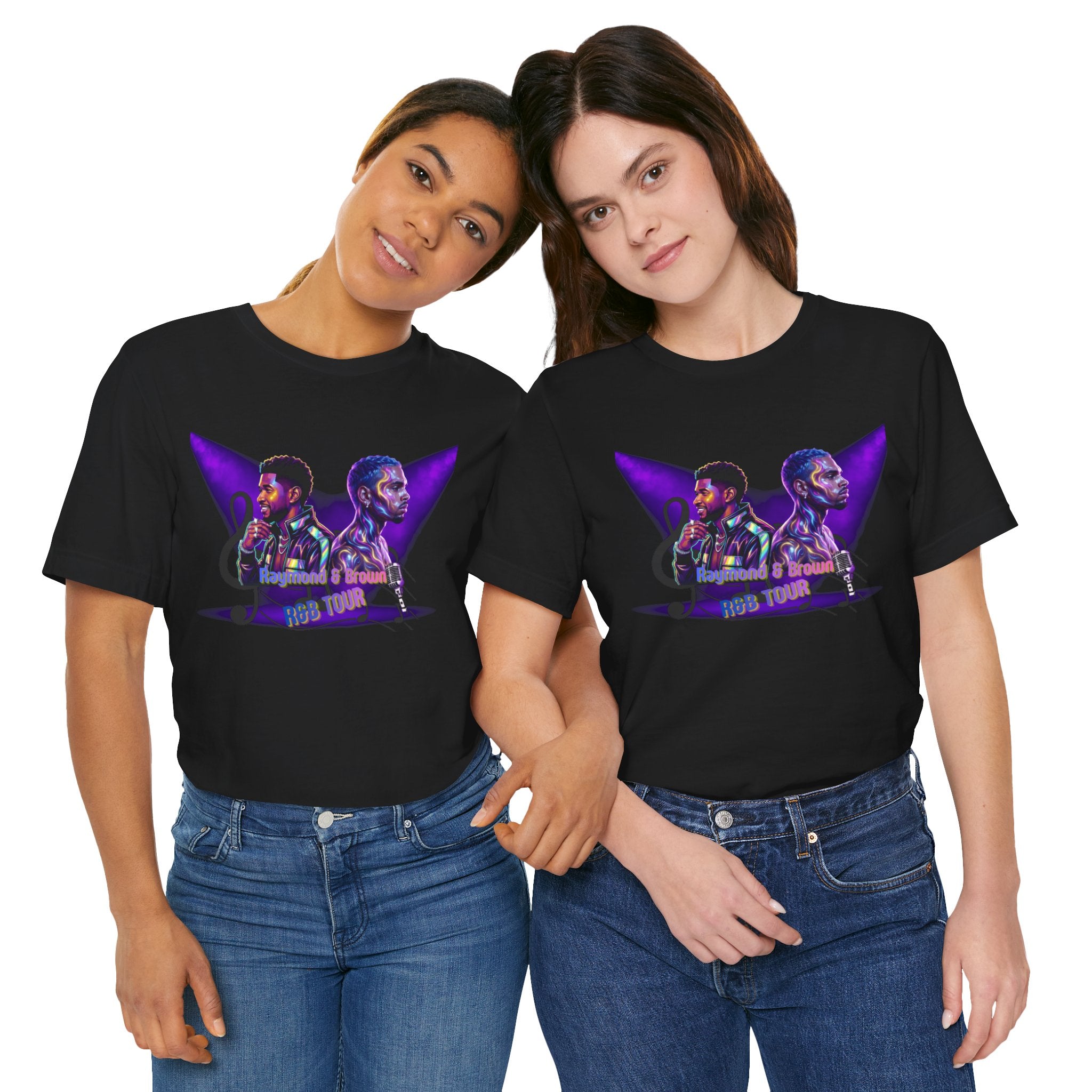 R & B Tour Music Duo Portrait T-Shirt — 'No Limit' Retro Neon Soul Tee
