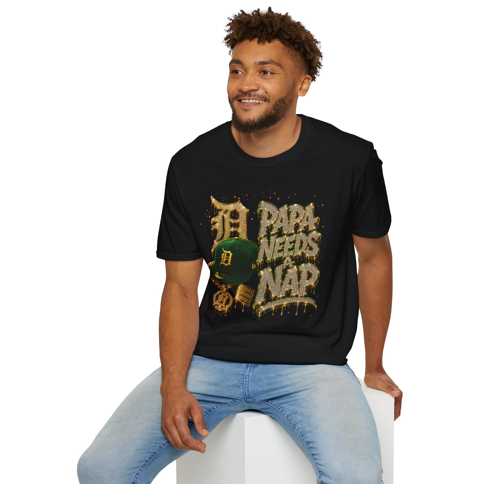 Papa Needs A Nap T-Shirt – Vintage Detroit D Hat Graphic Tee for Dads