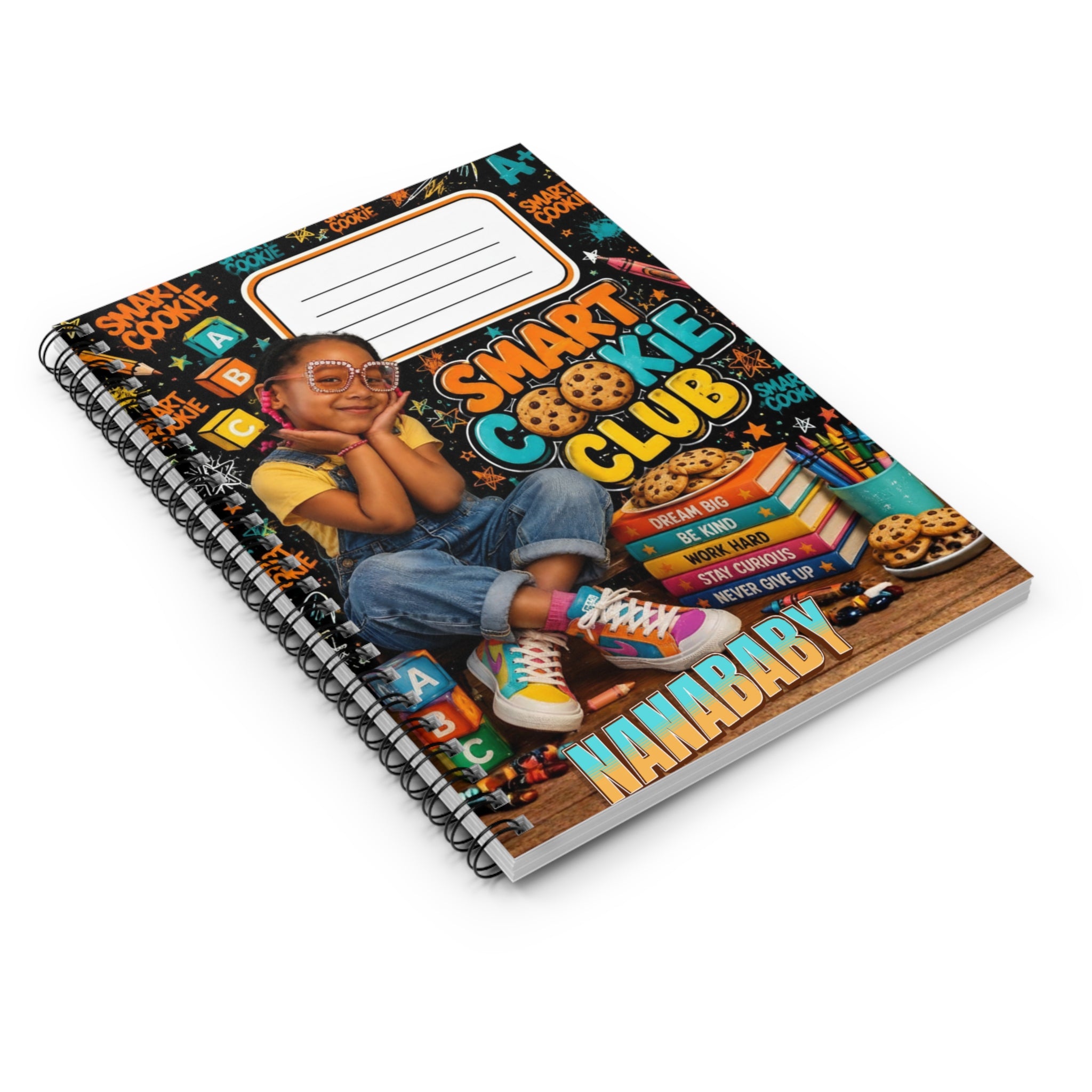 Smart Cookie Club Spiral Notebook — Kids School Journal with "Smart Cookie Club" Design