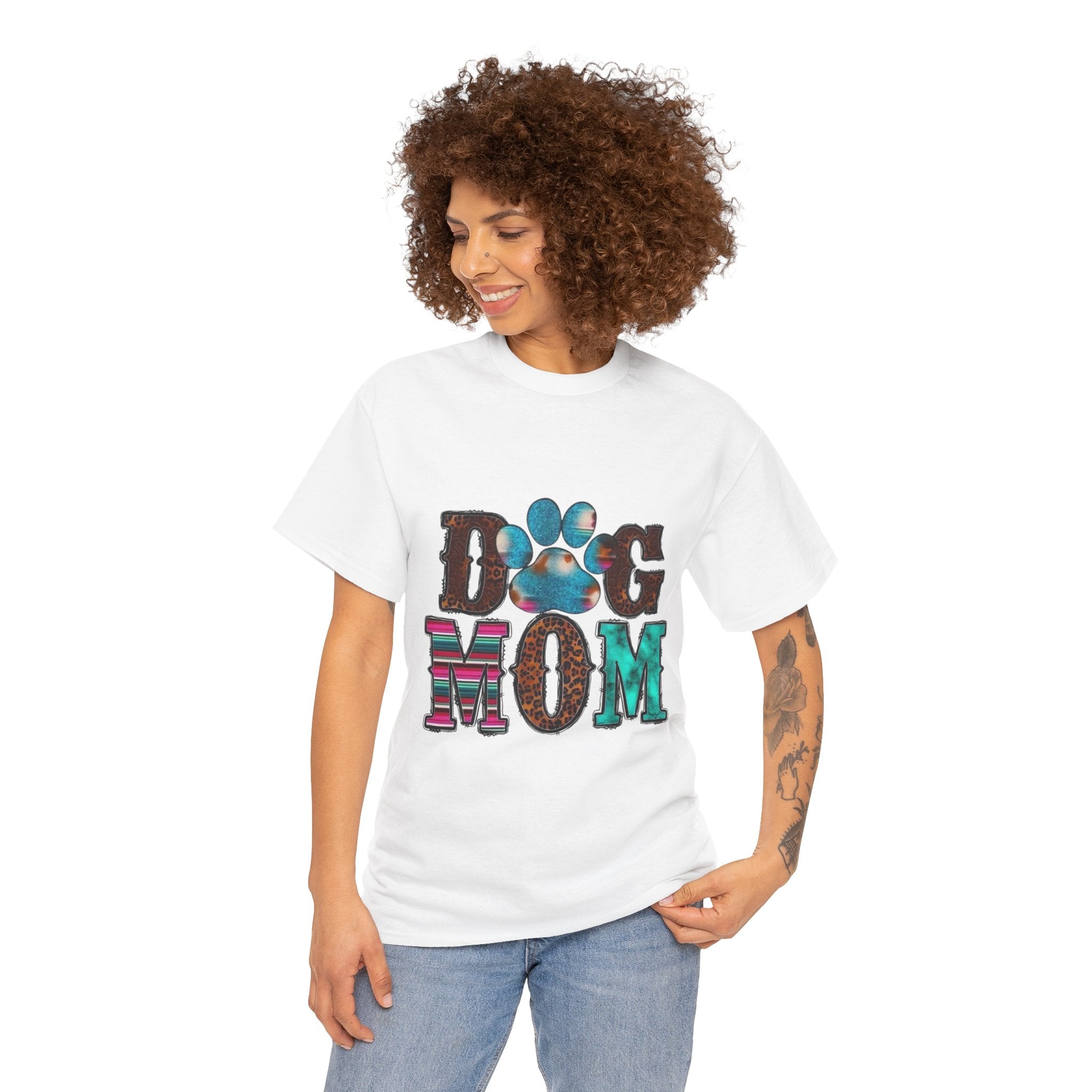 Dog Mom Heavy Cotton Tee, Pet Lover Gift, Dog Owner Apparel, Fun Animal Shirt, Cute Casual Wear, Perfect for Dog Lovers