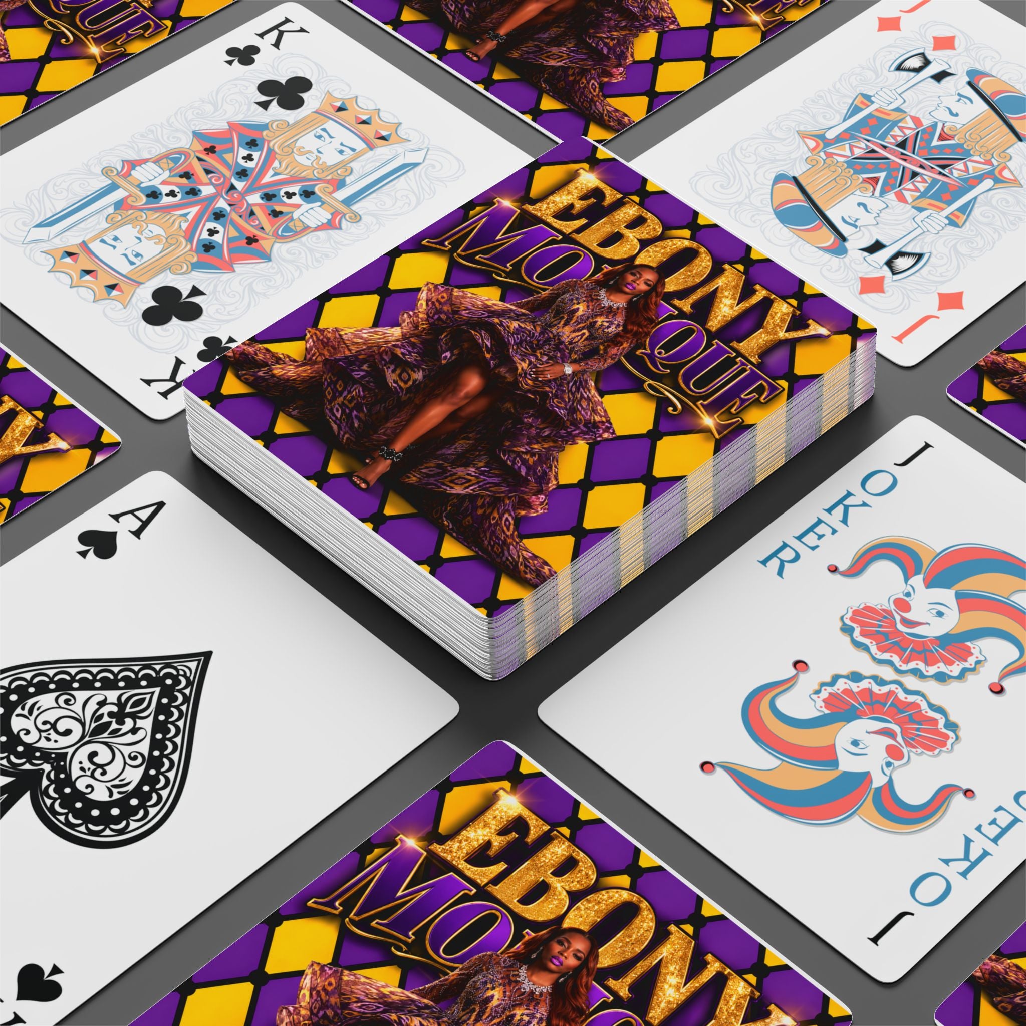 Ebony Monique Poker Playing Cards — Luxury Purple & Gold Deck