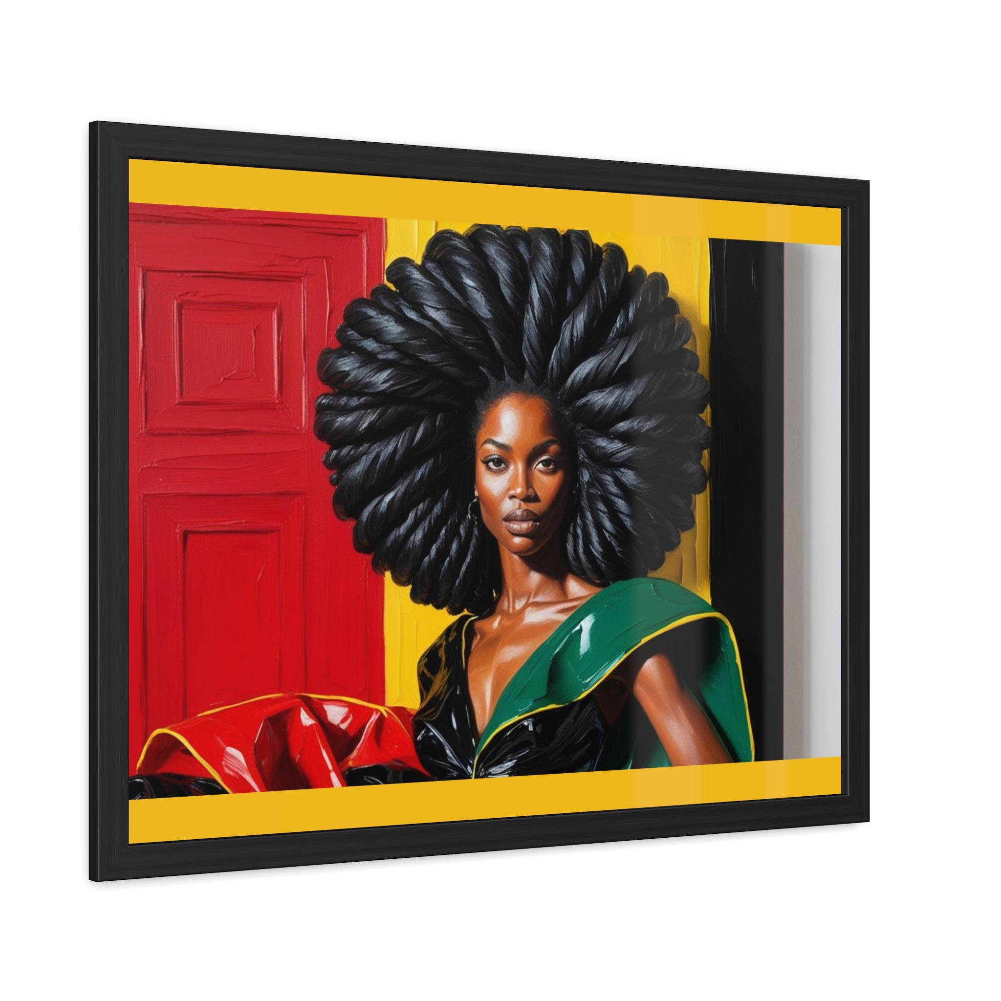 Bold Afro Art Framed Poster, Afrocentric Wall Decor, Statement Art for Living Room, Gift for Black History Month, Vibrant Home Decor