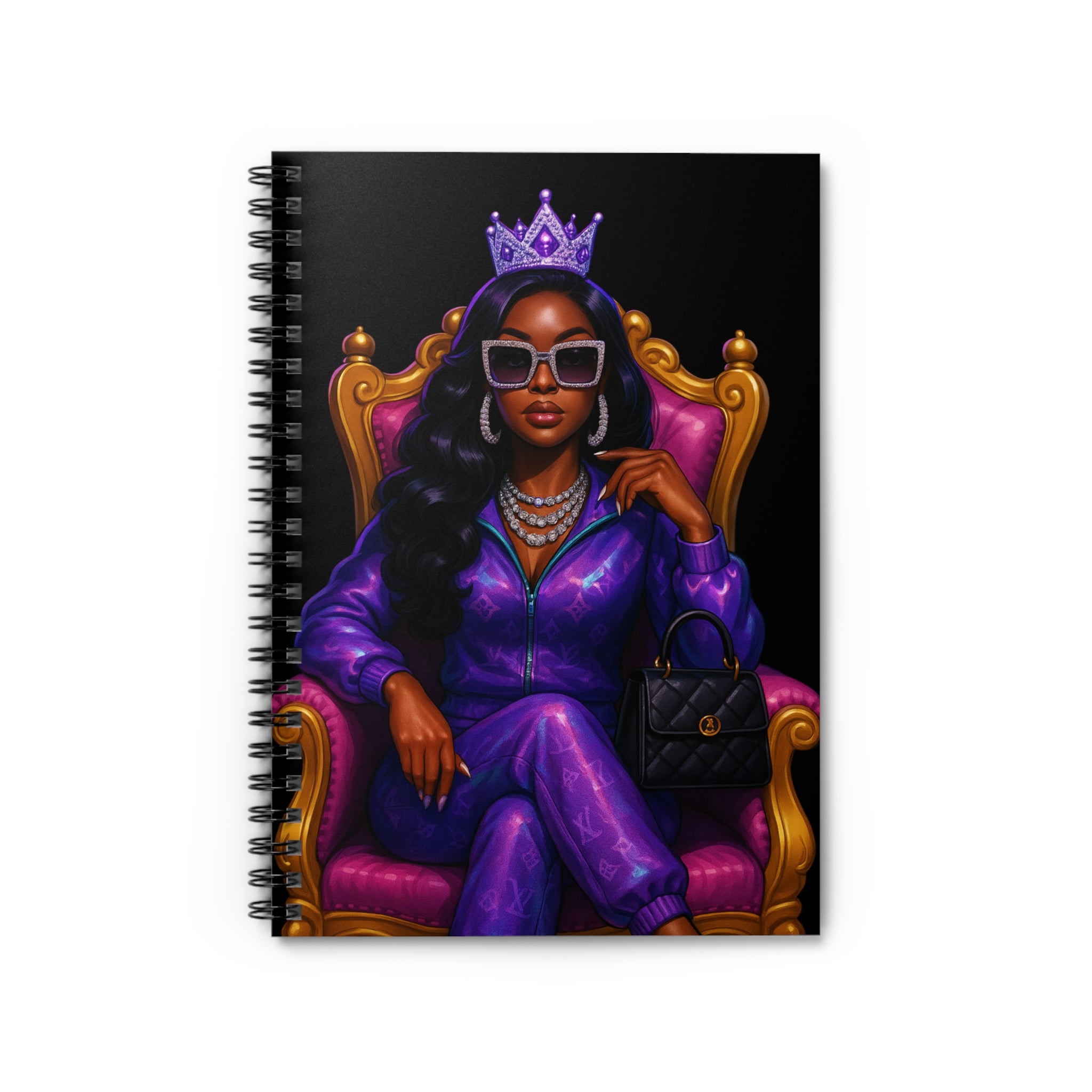 Regal Queen Spiral Notebook - Stylish Ruled Lines for Fashion Lovers