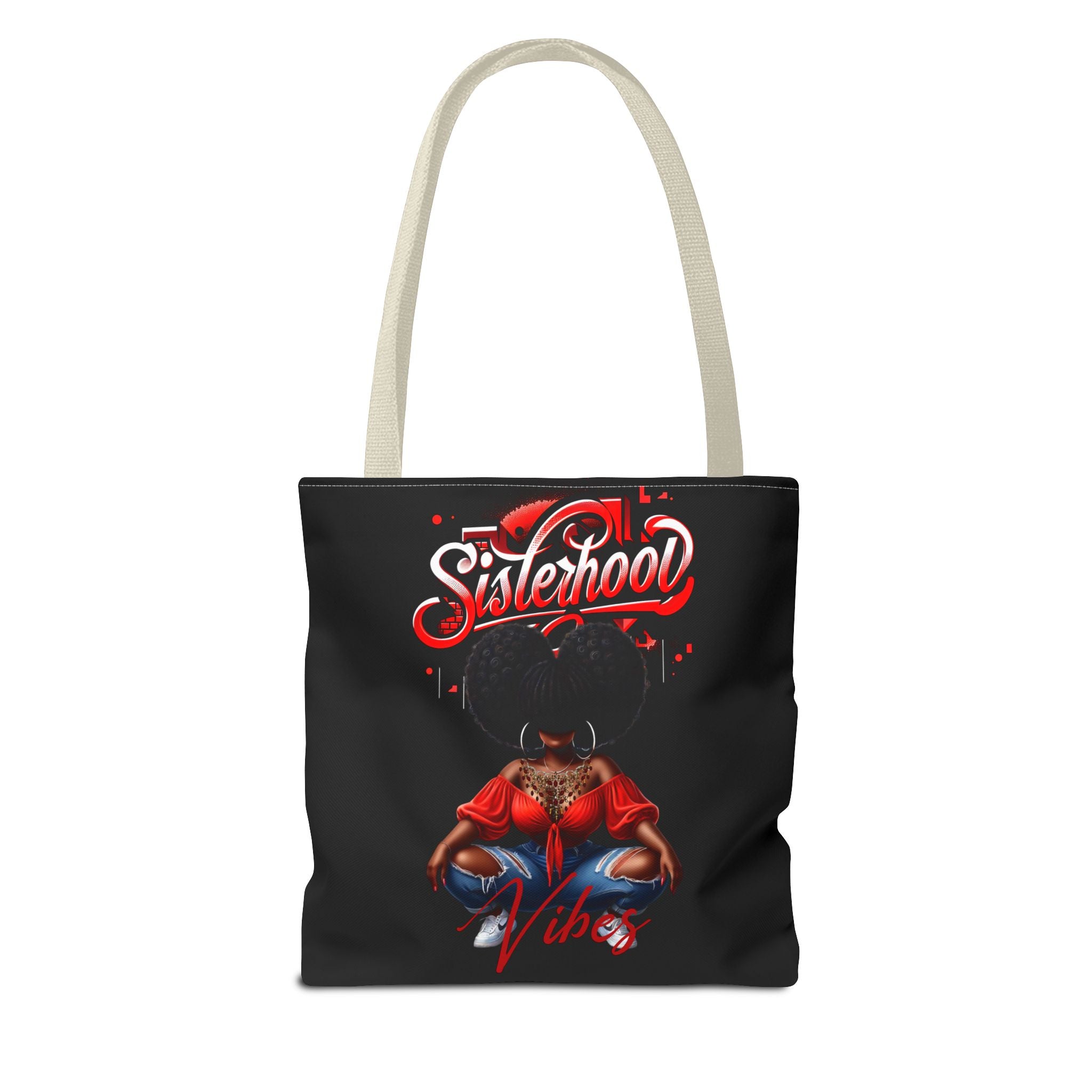 Sisterhood Vibes Tote Bag - Stylish Black Bag for Empowerment & Everyday Use