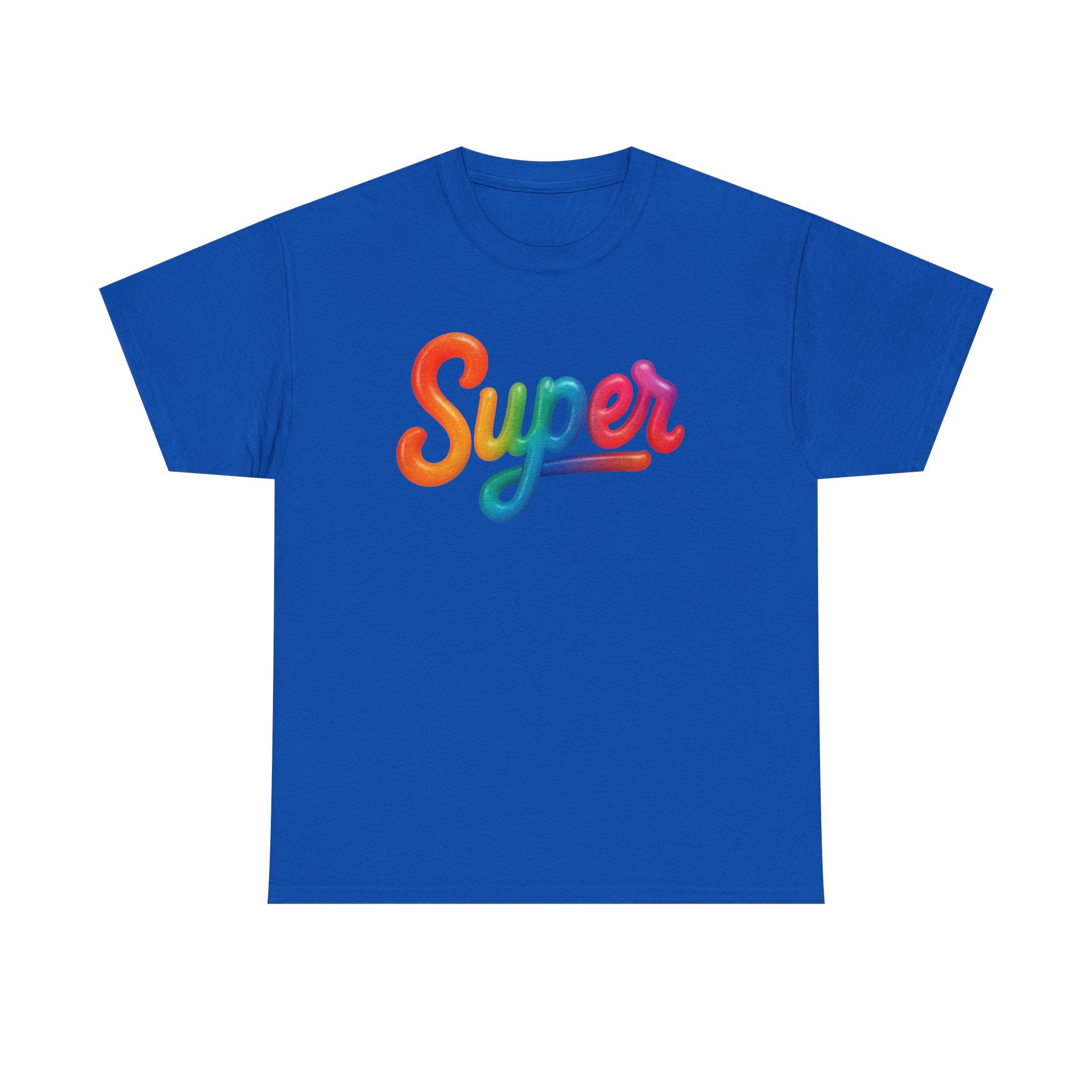 Colorful 'Super' Unisex Heavy Cotton Tee - Casual T-Shirt, Streetwear, Gift for Him/Her, Everyday Wear, Rainbow Design