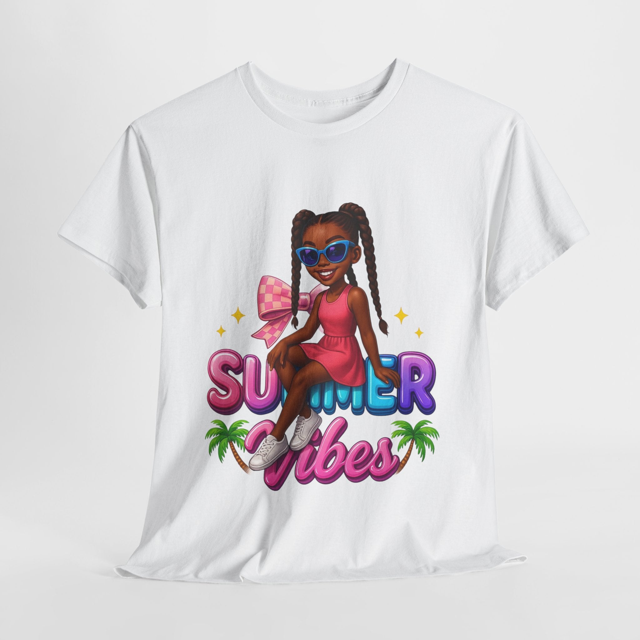 Summer Vibes Unisex Heavy Cotton Tee, Casual Wear, Gift for Her, Summer Fashion, Beach Vacation T-Shirt, Trendy Graphic Tee