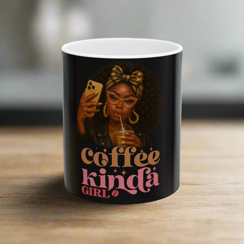 Inspirational Coffee Mug - "Coffee Kinda Girl" - Stylish Ceramic Mug for Daily Inspiration and Motivation