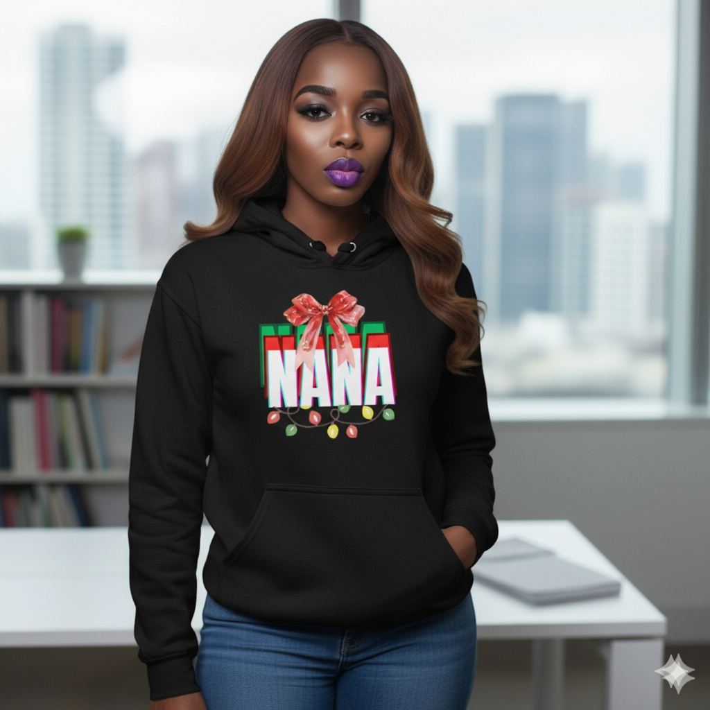 Christmas Nana Hoodie, Unisex Fleece Sweatshirt for Grandmothers, Family Gift, Holiday Apparel, Cozy Winter Wear