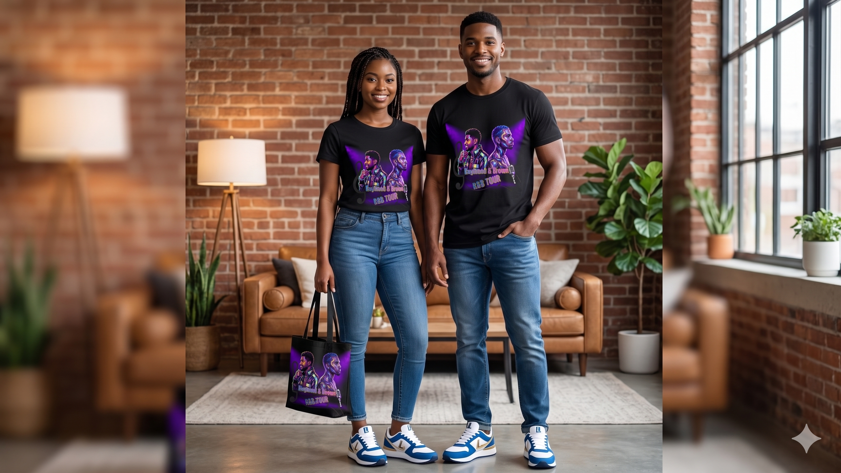 R & B Tour Music Duo Portrait T-Shirt — 'No Limit' Retro Neon Soul Tee