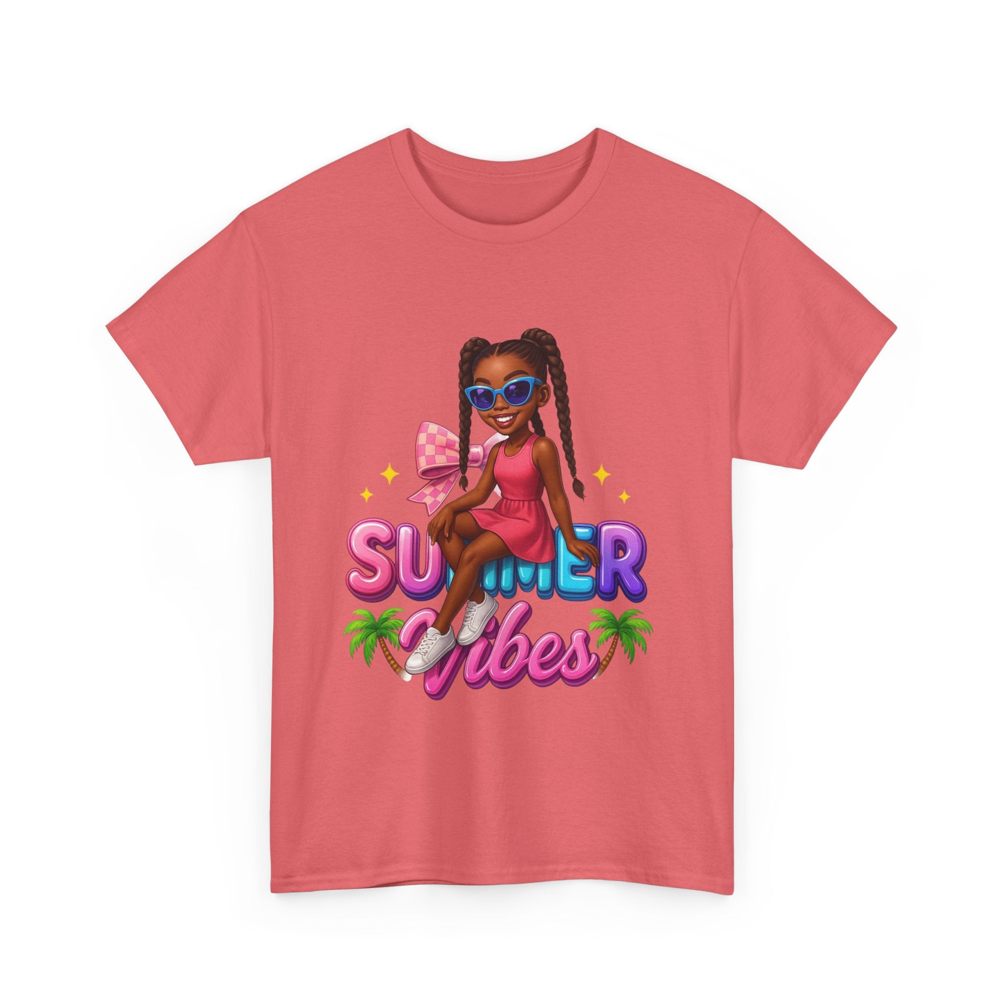 Summer Vibes Unisex Heavy Cotton Tee, Casual Wear, Gift for Her, Summer Fashion, Beach Vacation T-Shirt, Trendy Graphic Tee
