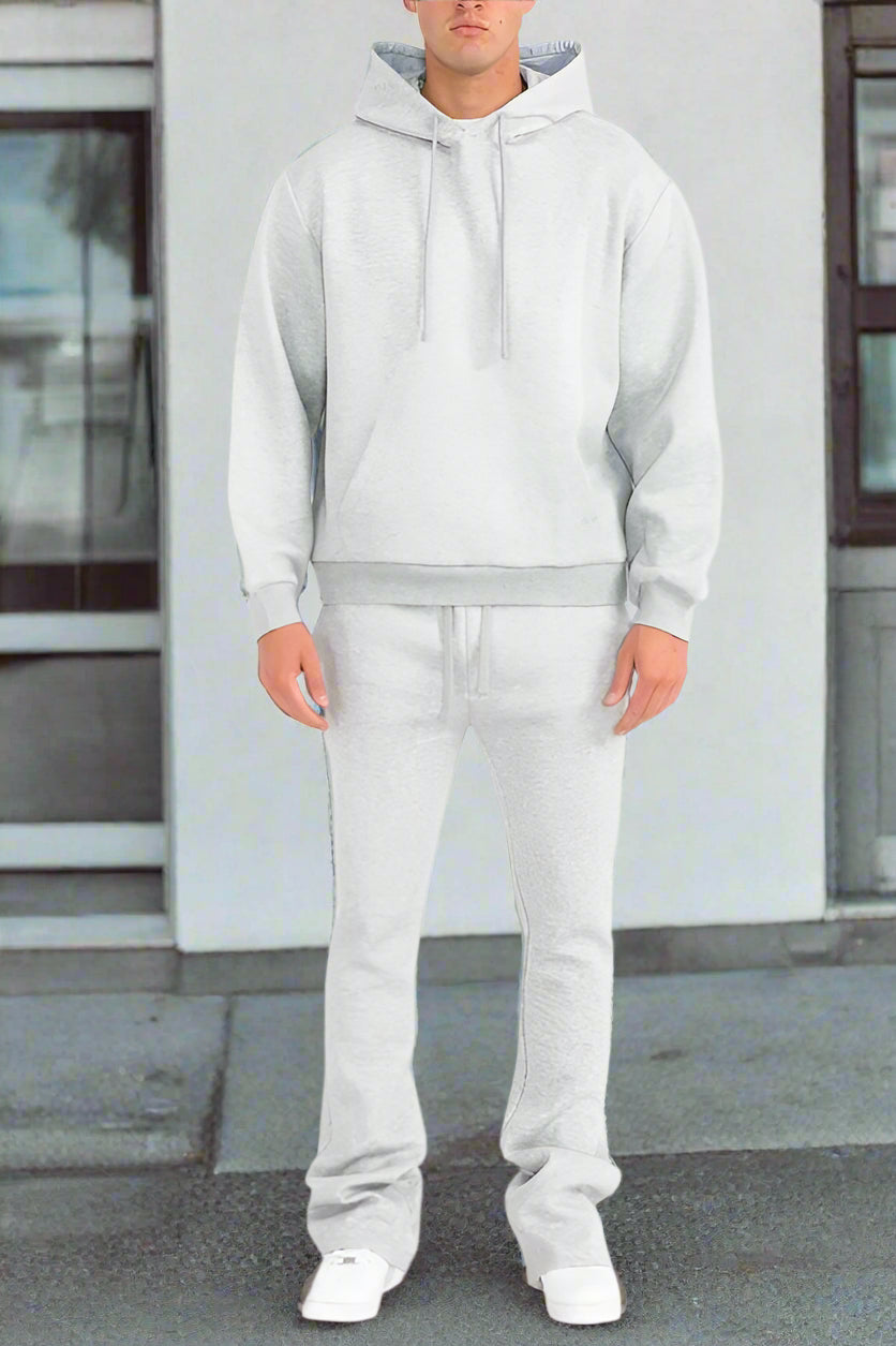 Mens Solid Fleece Flare Stacked SET