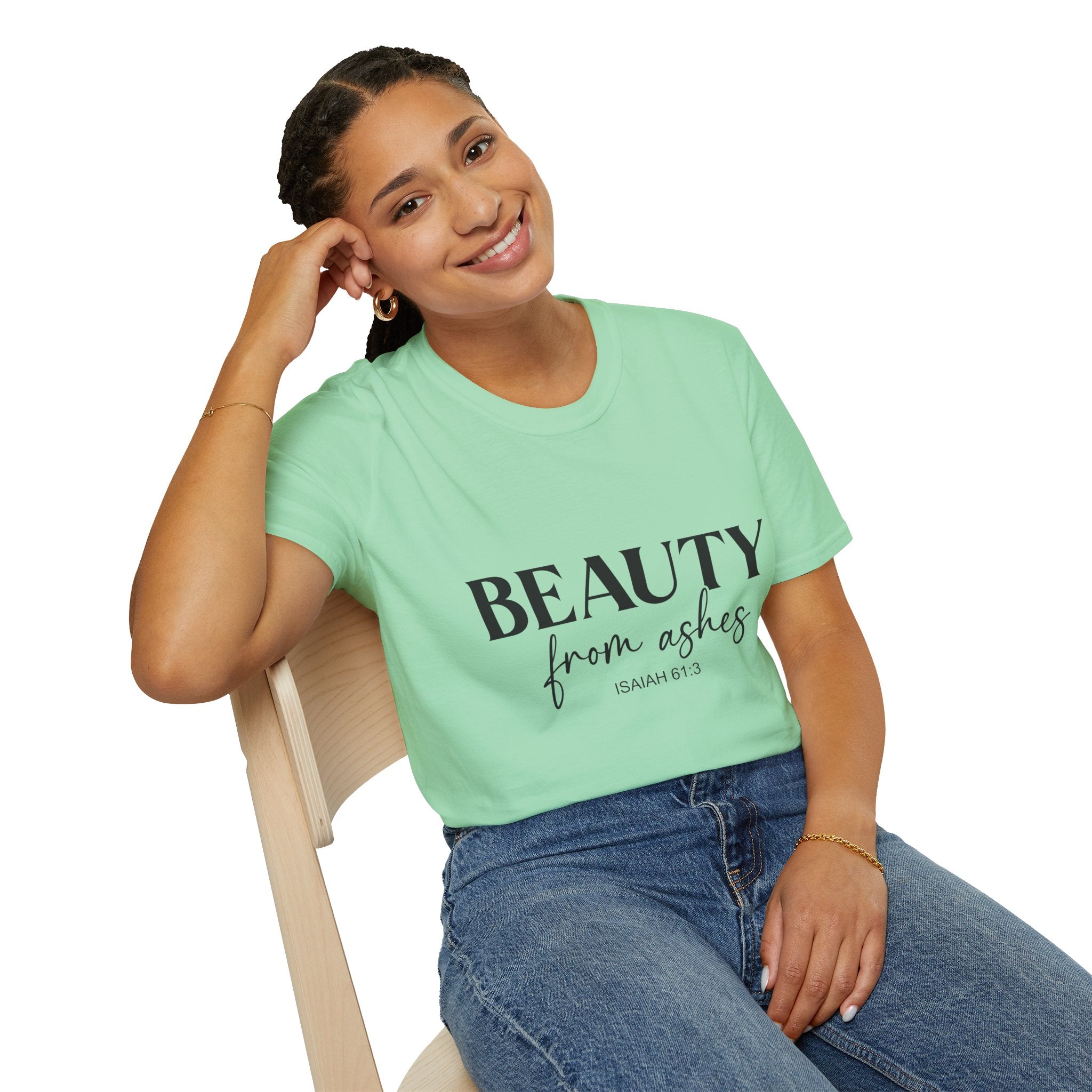 Inspirational Unisex T-Shirt: Beauty from Ashes, Faith Apparel, Motivational Gift, Christian Shirt, Casual Style, Uplifting Quote
