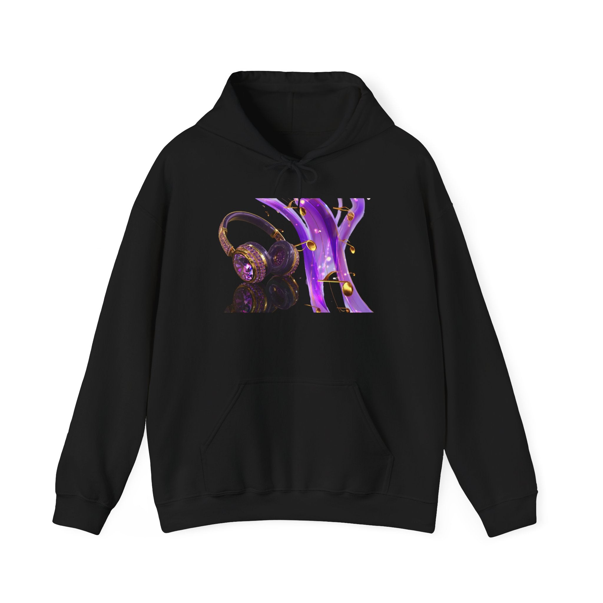 Galaxy Music Letter X Hoodie — Purple Space Headphones Graphic Pullover