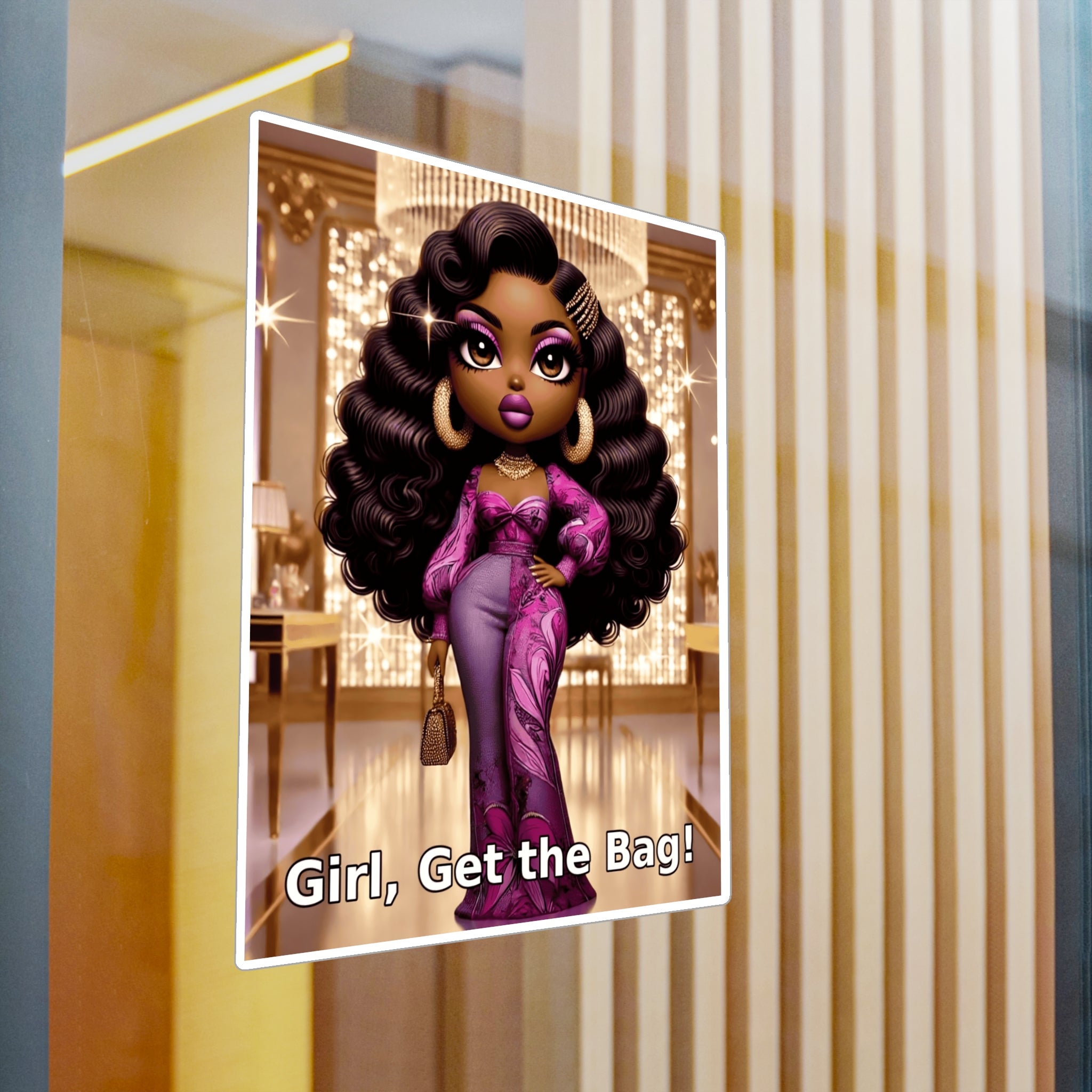 Empowering Kiss-Cut Vinyl Decals - 'Girl, Get the Bag!' Decorative Stickers for Self-Expression