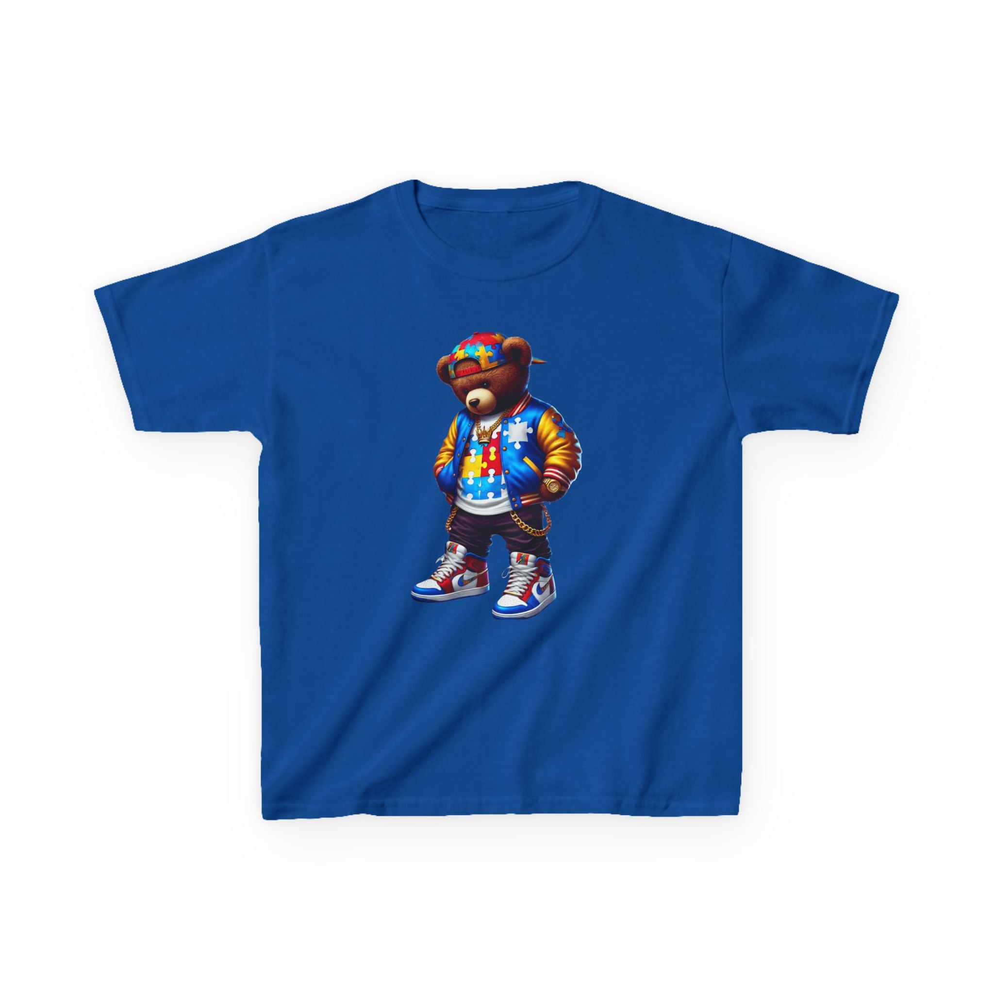 Cool Bear Autism Awareness Graphic Kids Tee - Colorful Streetwear Style