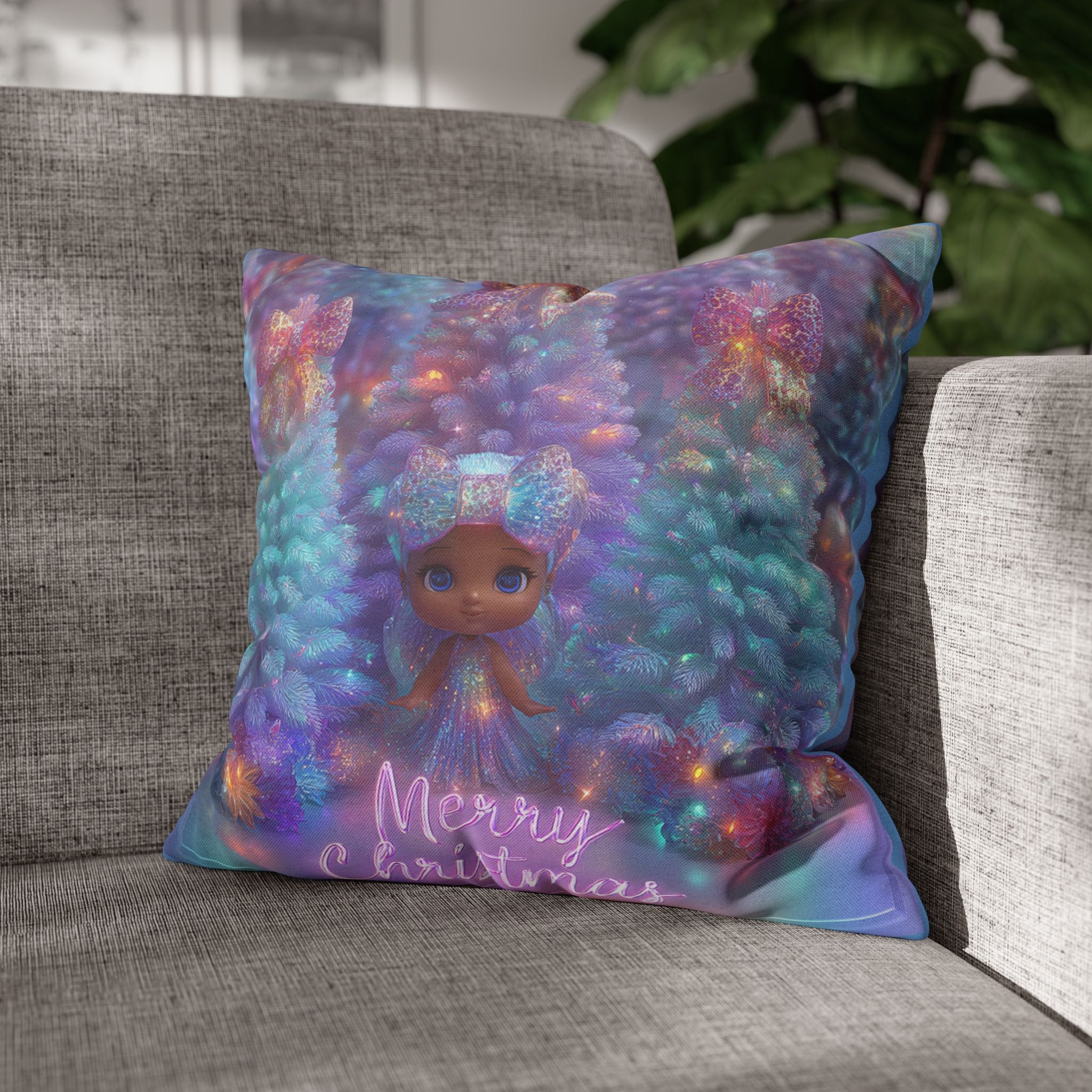 Merry Christmas Decorative Pillowcase, Cozy Holiday Decor, Personalized Gift, Kids Room, Winter Home Accent, Festive Throw Pillow