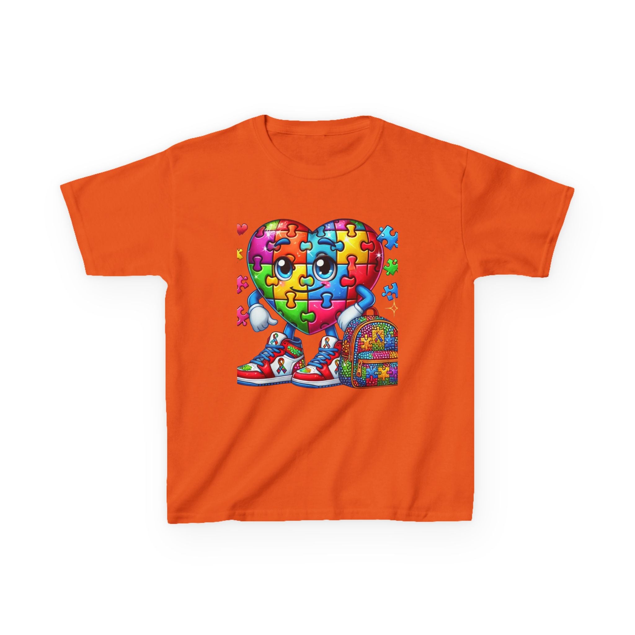 Colorful Puzzle Heart Kids Tee - Perfect for Back to School & Autism Awareness