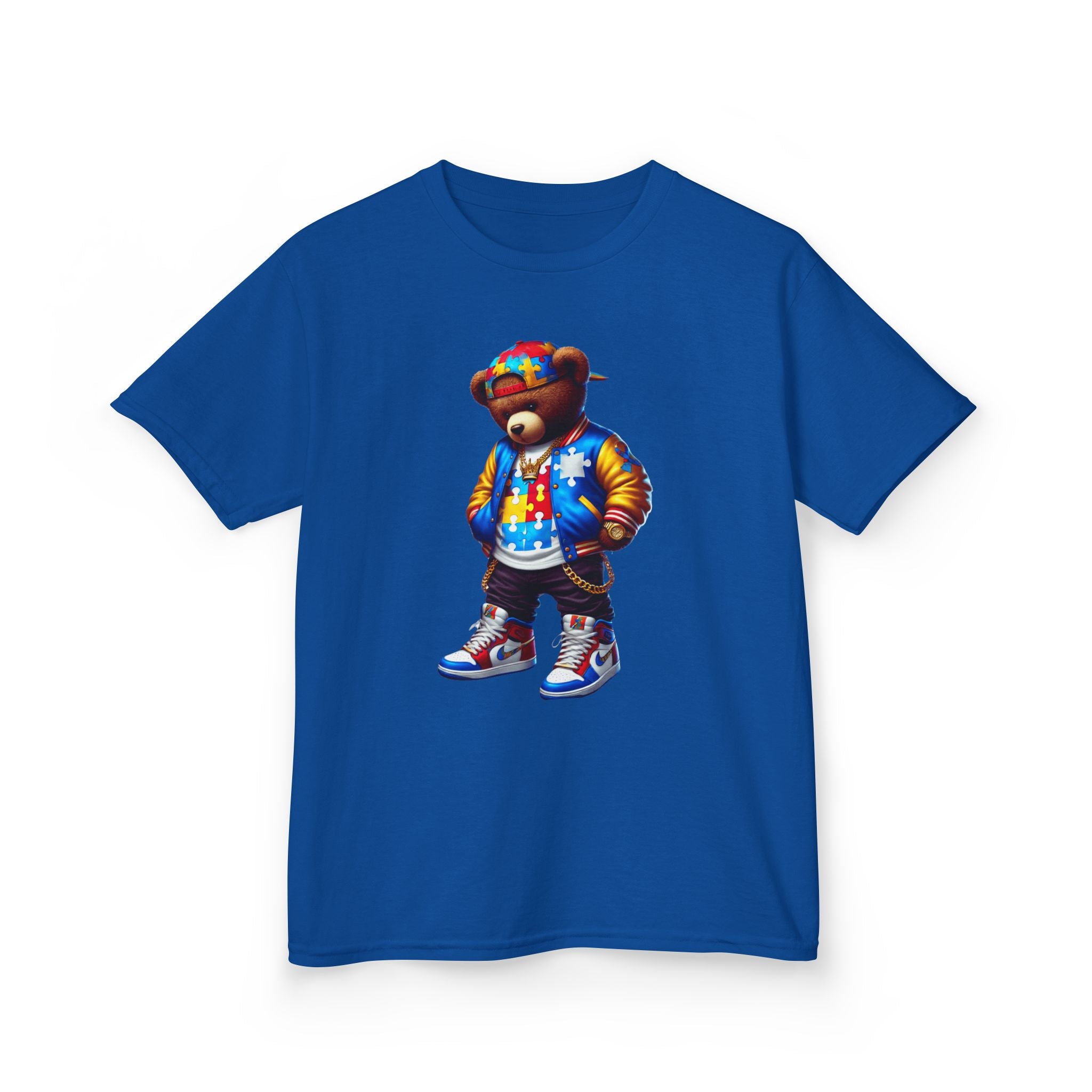 Cool Bear Autism Awareness Graphic Kids Tee - Colorful Streetwear Style