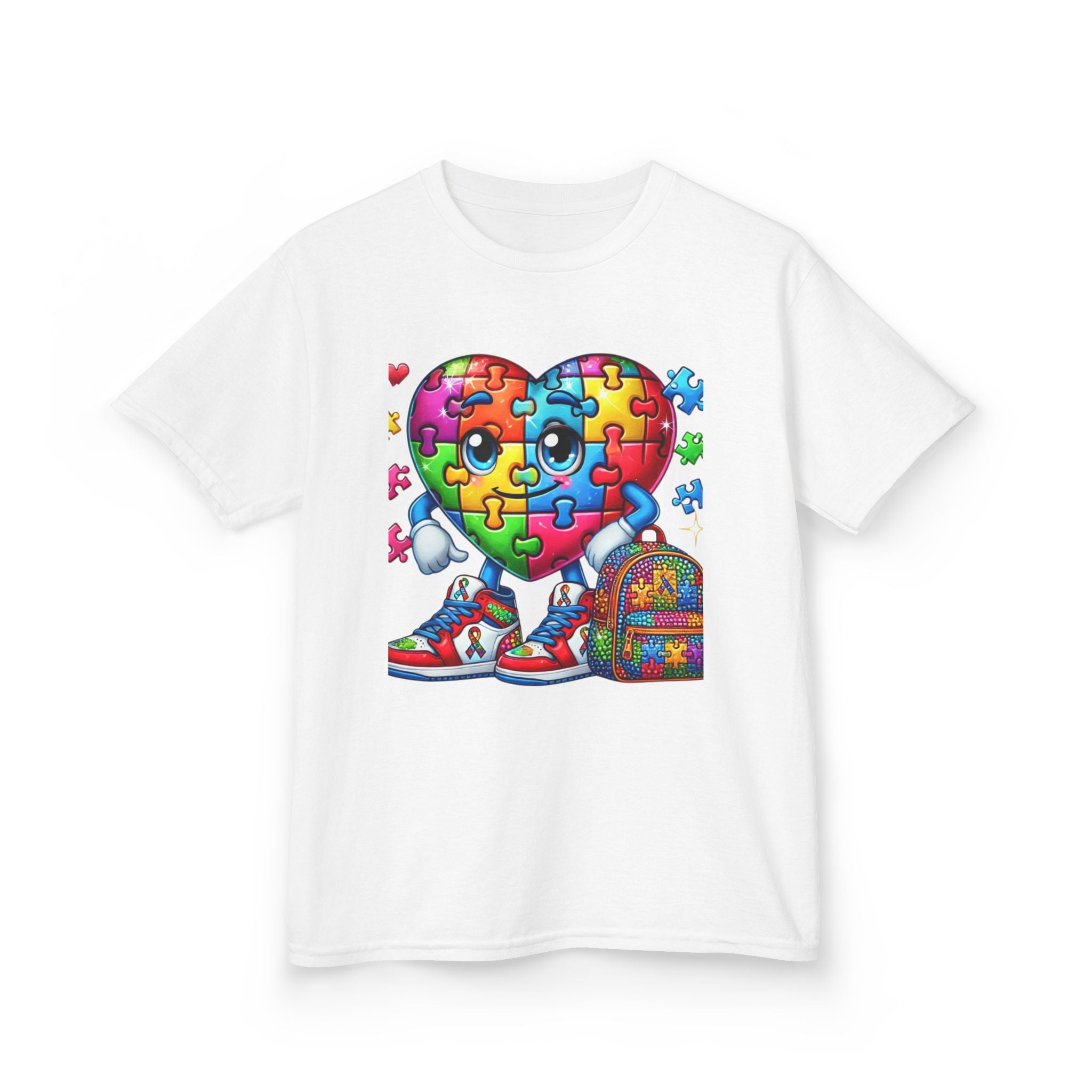 Colorful Puzzle Heart Kids Tee - Perfect for Back to School & Autism Awareness