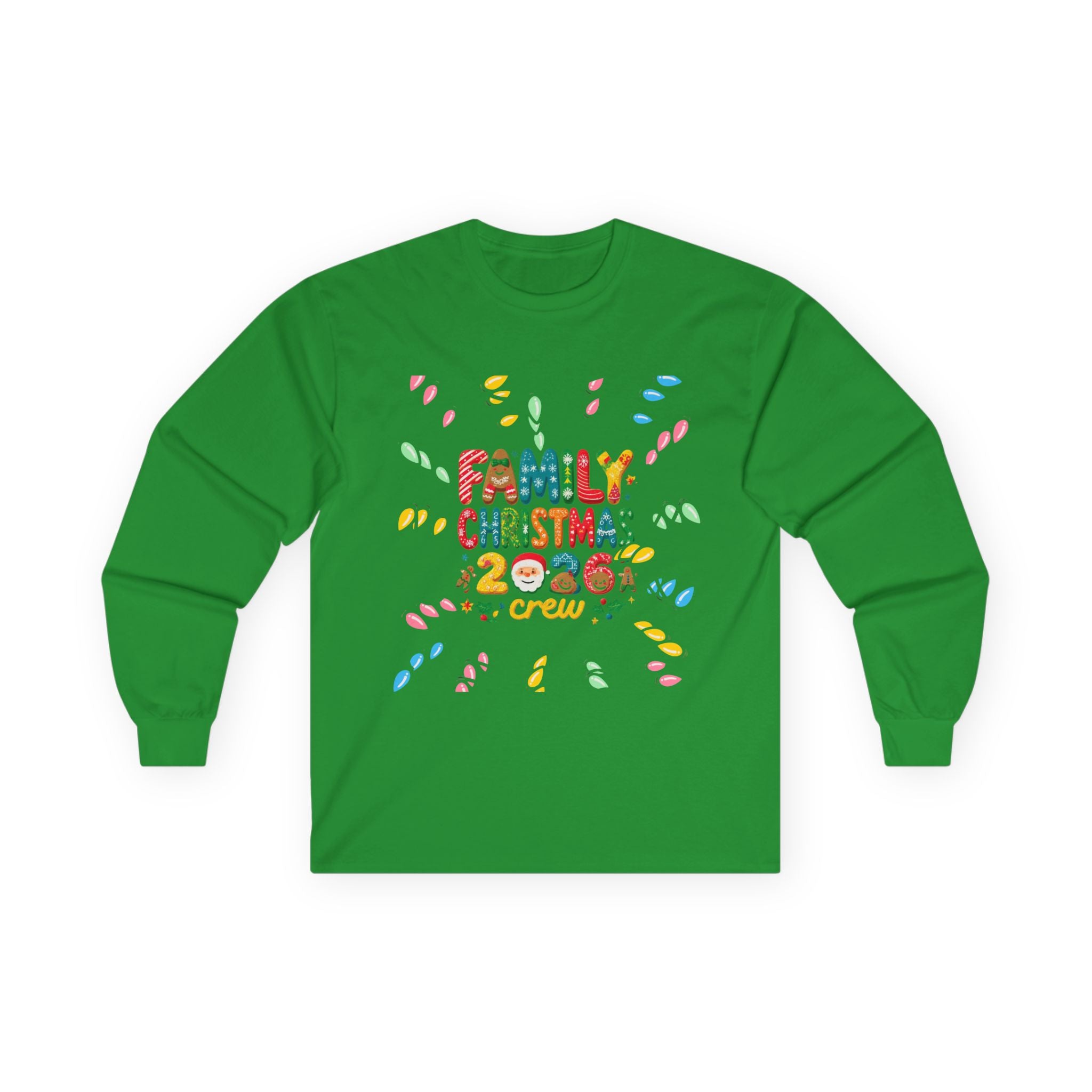 Family Christmas 2026 Long Sleeve Tee — Colorful Holiday Crew Shirt