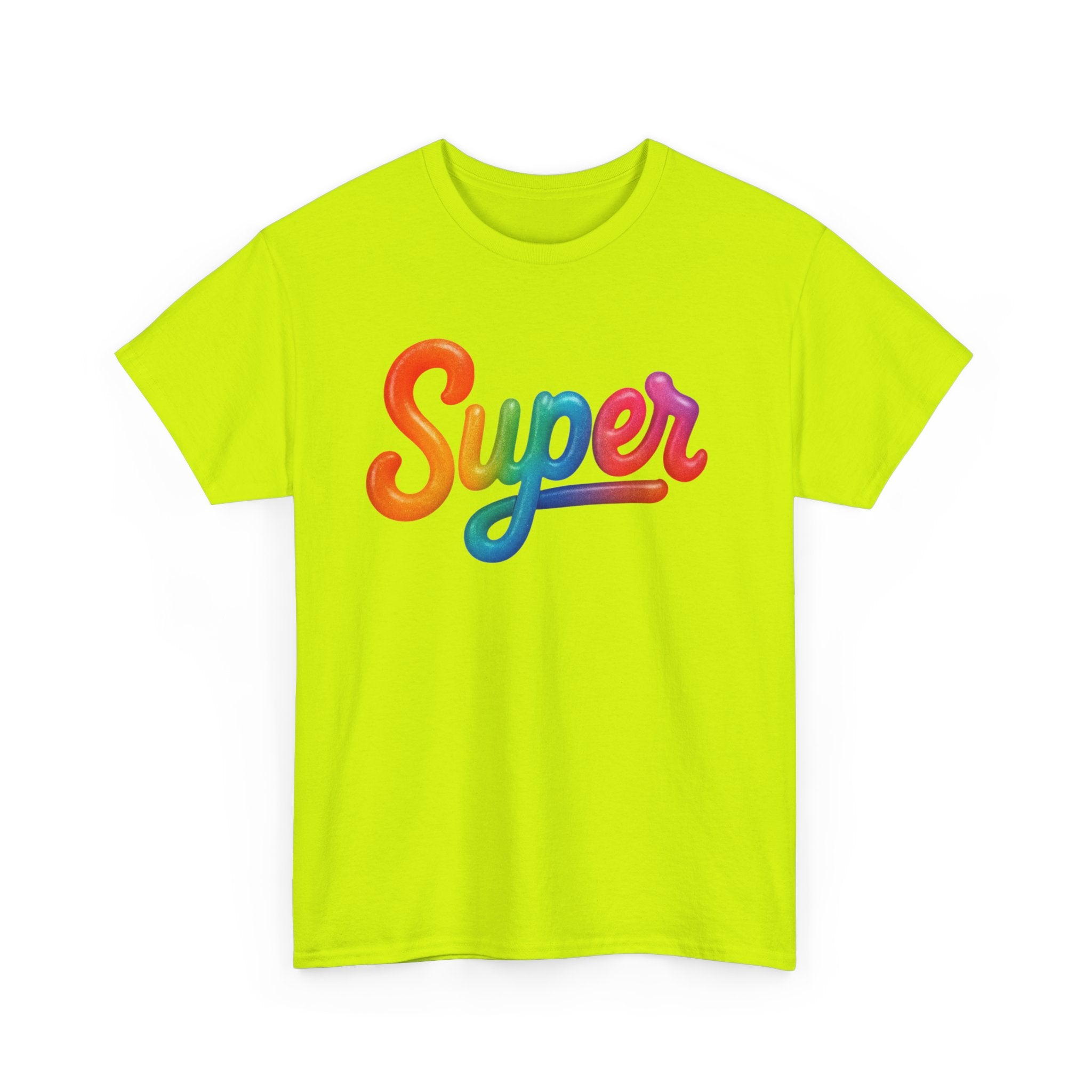 Colorful 'Super' Unisex Heavy Cotton Tee - Casual T-Shirt, Streetwear, Gift for Him/Her, Everyday Wear, Rainbow Design