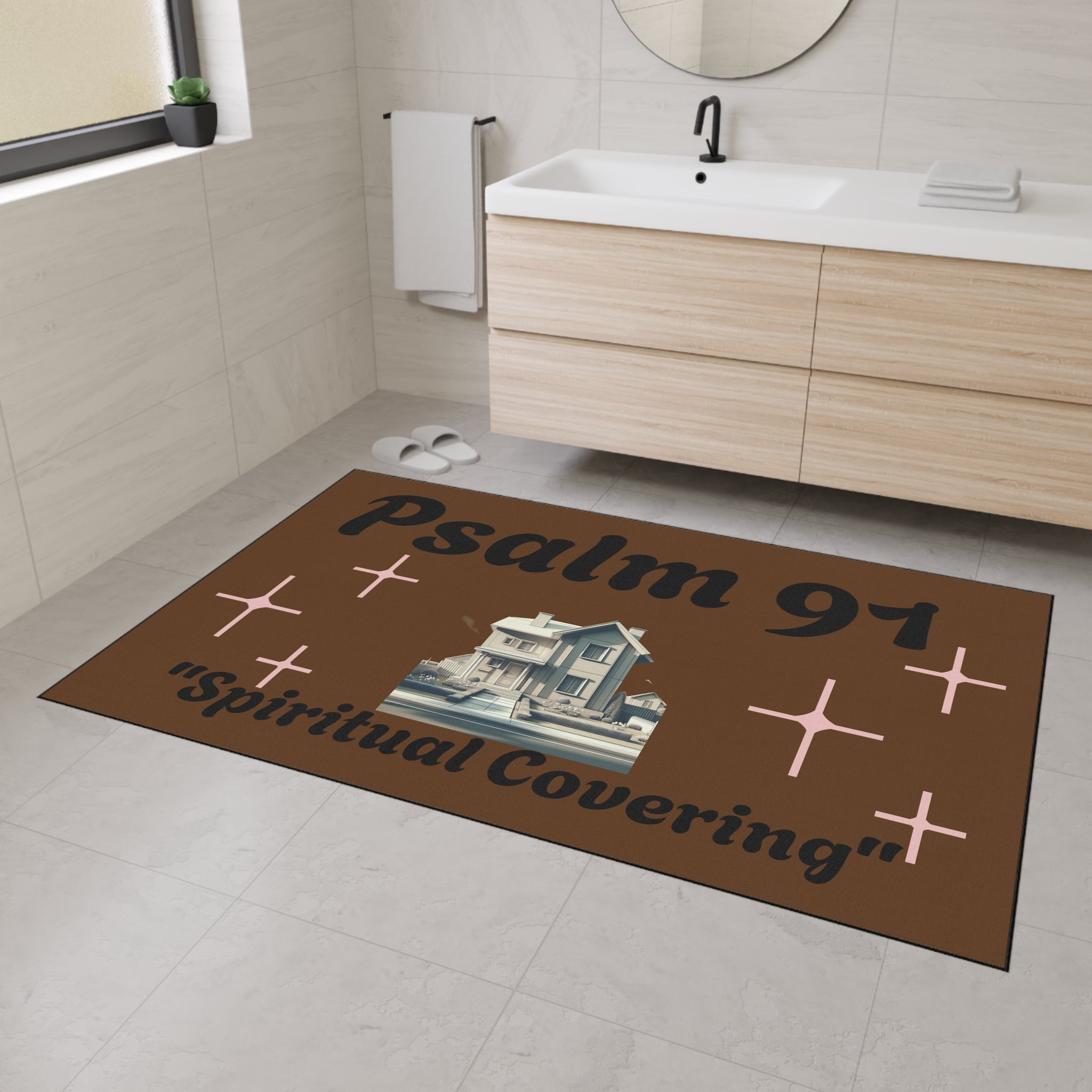 Psalm 91 Scripture Floor Mat, Bible Verse Rug, Religious Heavy Duty Welcome Mat, Christian Home Decor, Indoor Outdoor Mat