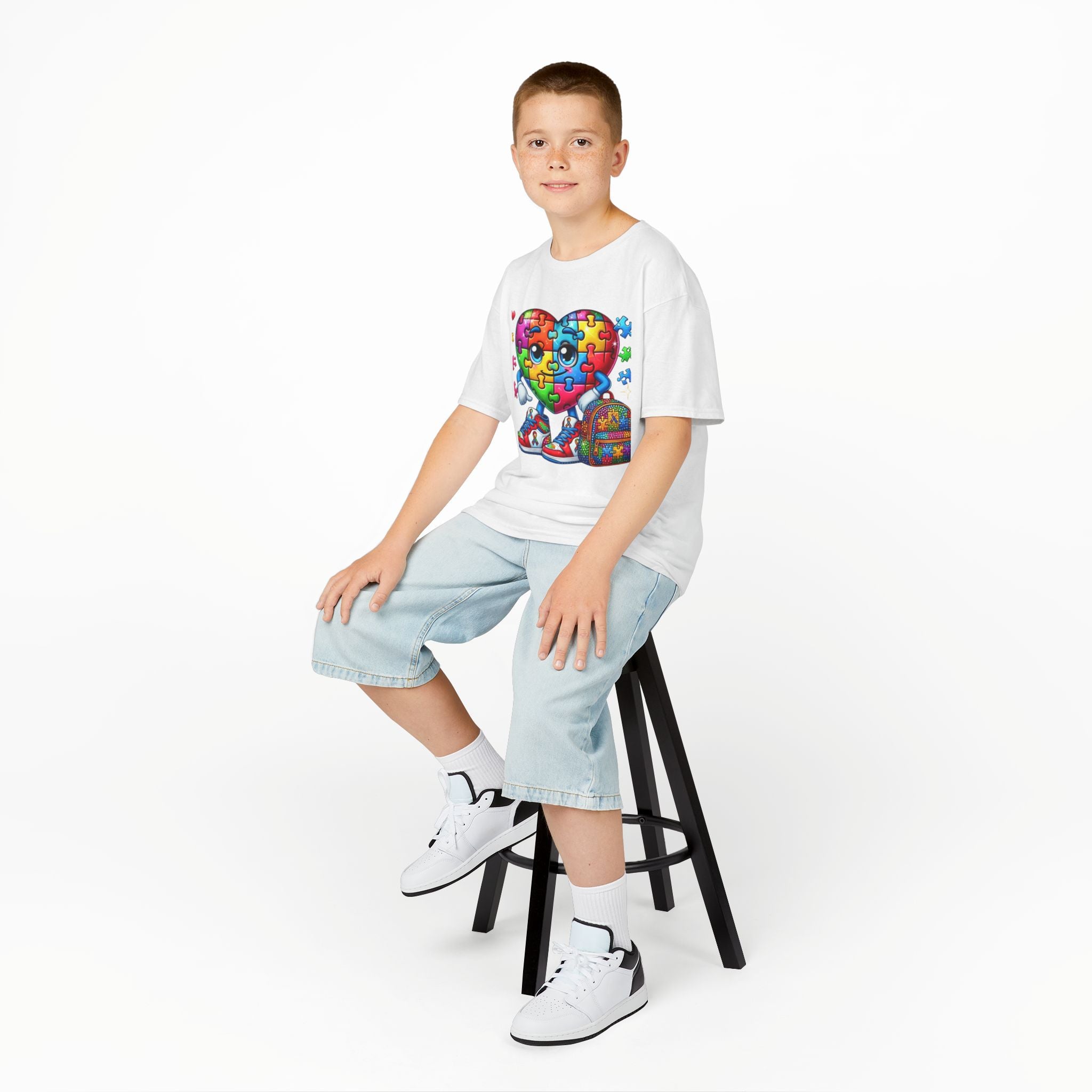 Colorful Puzzle Heart Kids Tee - Perfect for Back to School & Autism Awareness