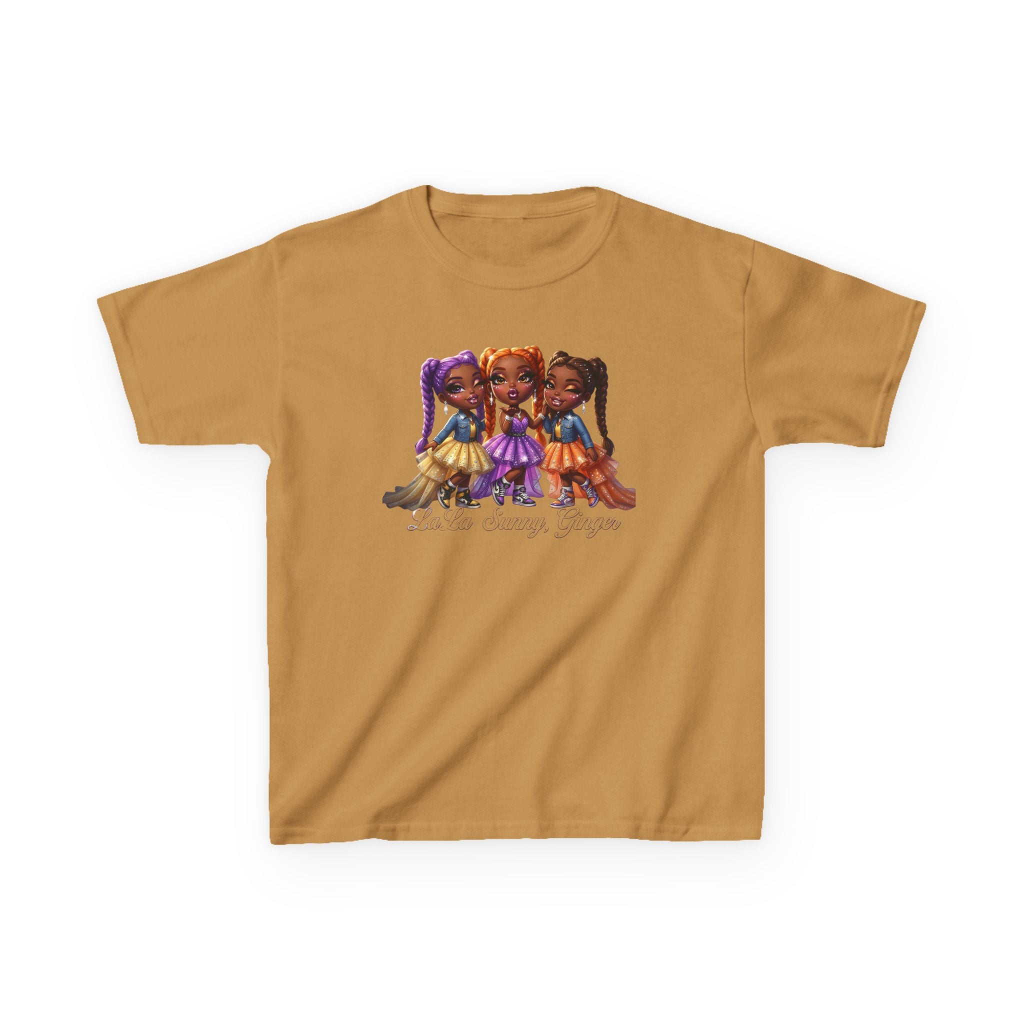 Sunny Lala Ginger Kids Tee — 'Sister Squad' Cartoon Girls Graphic Shirt