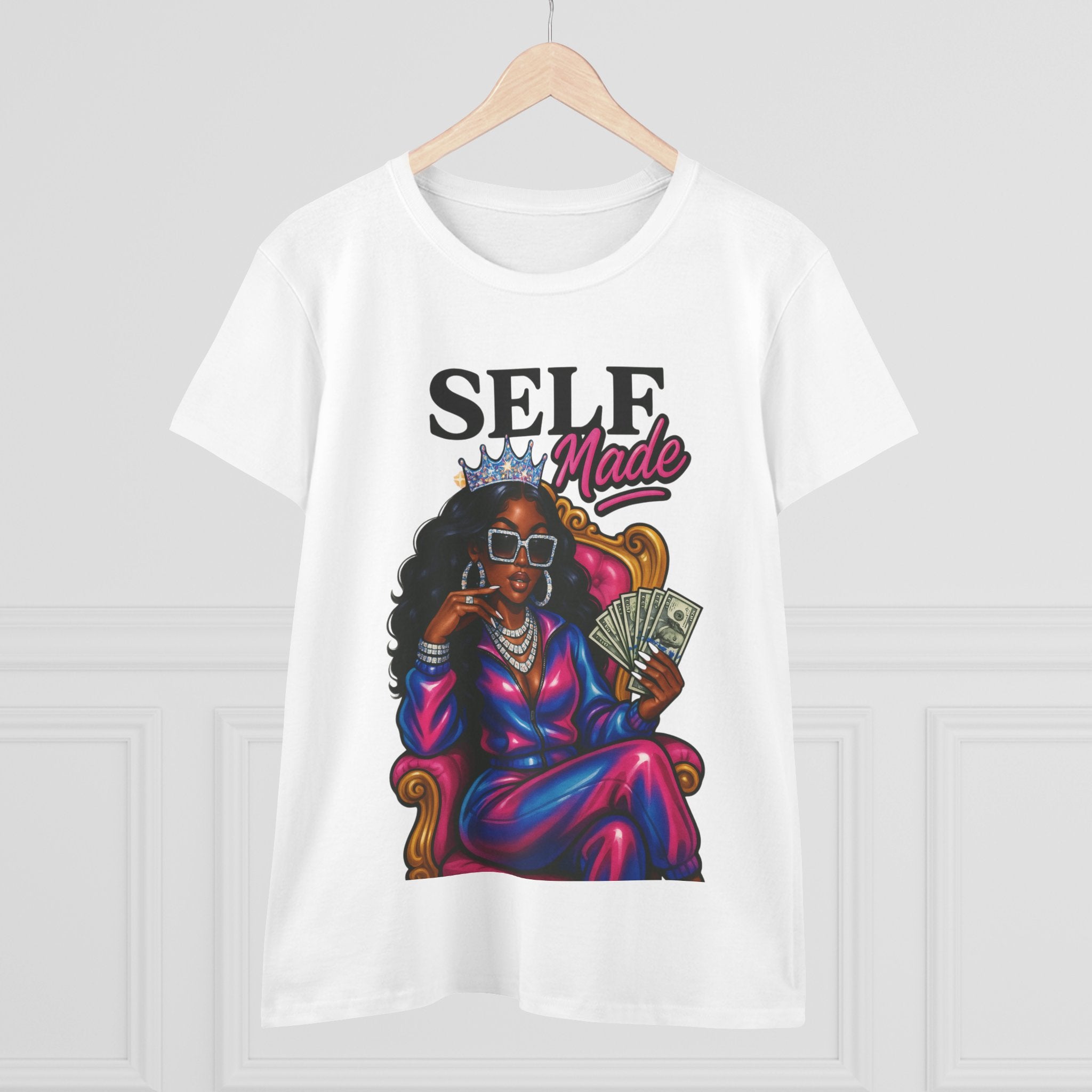 Self Made Women's Midweight Cotton Tee - Empowering Graphic Tee