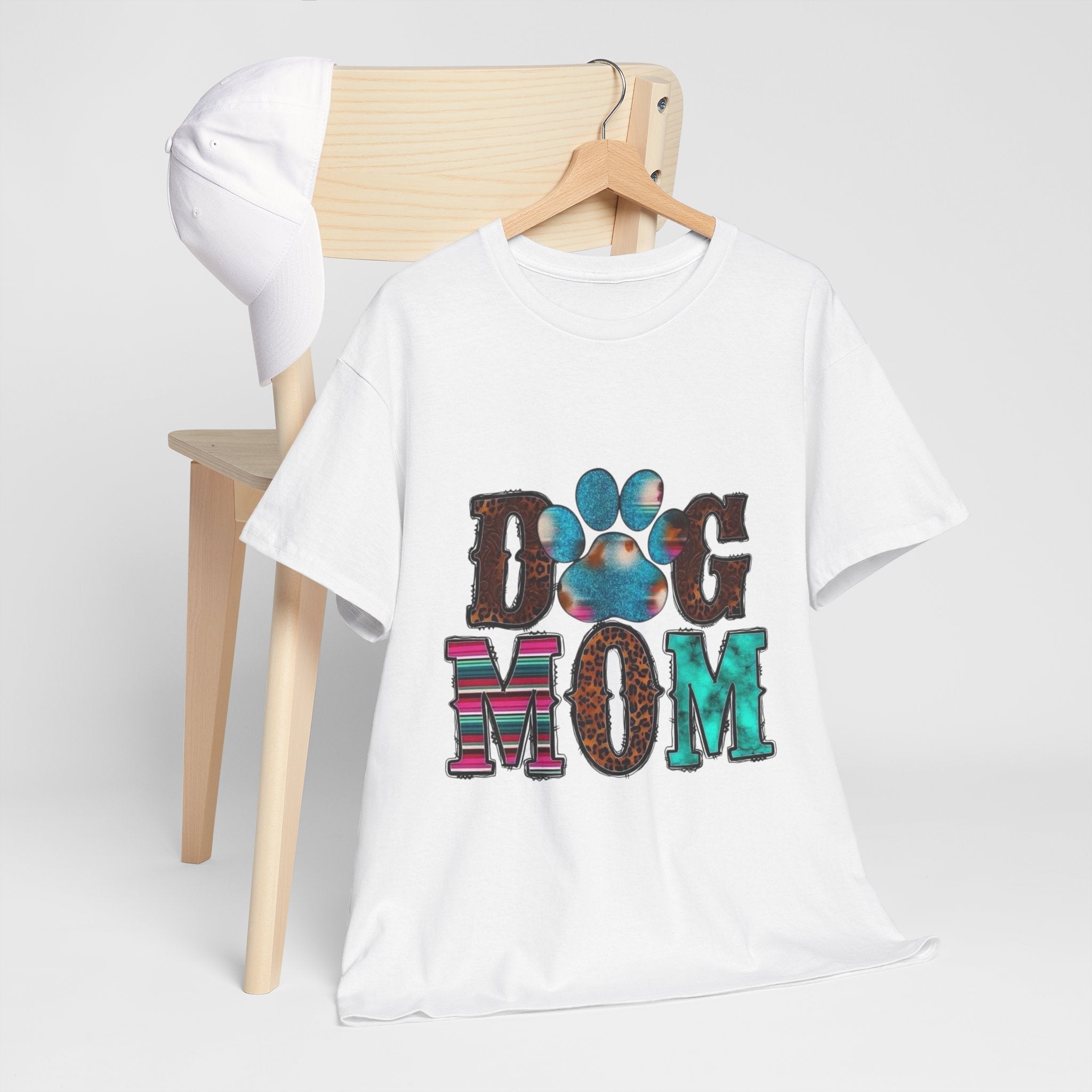Dog Mom Heavy Cotton Tee, Pet Lover Gift, Dog Owner Apparel, Fun Animal Shirt, Cute Casual Wear, Perfect for Dog Lovers
