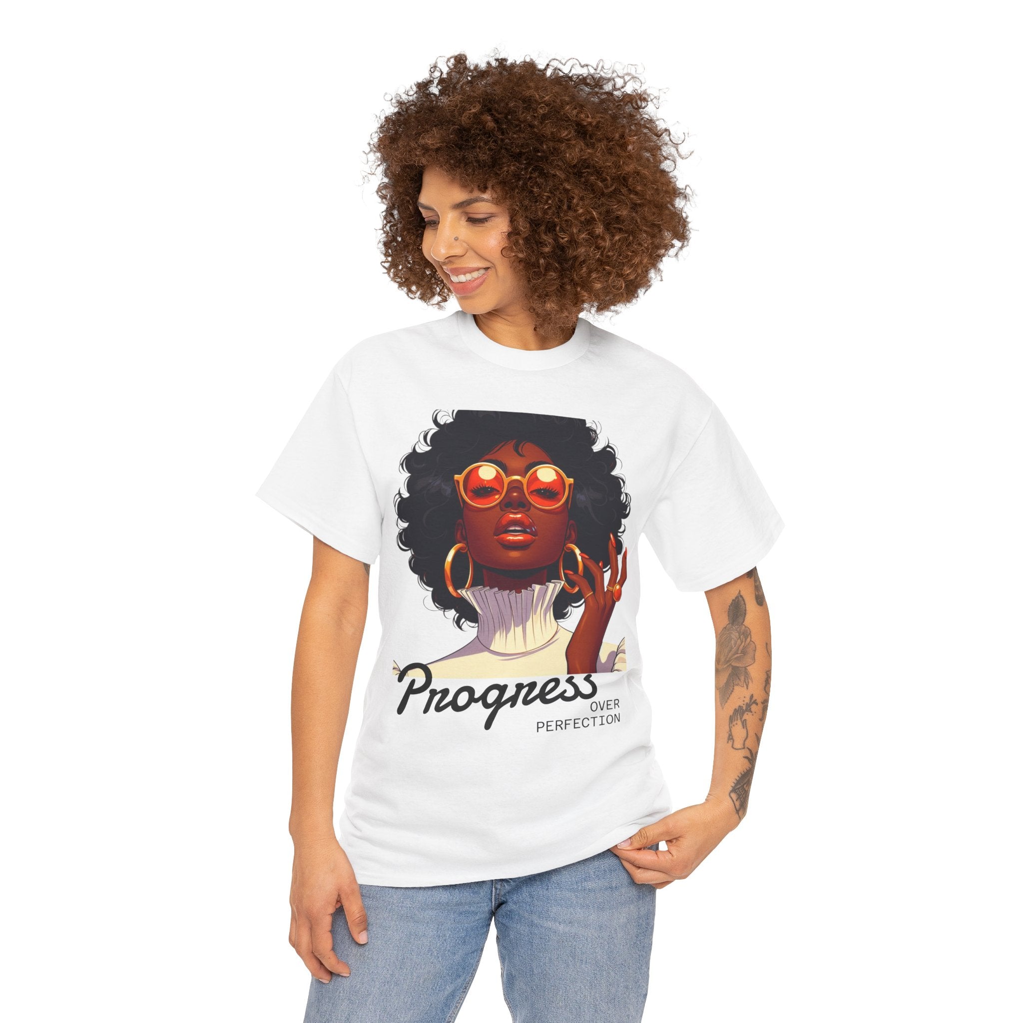 Progress Over Perfection Heavy Cotton Tee - Empowering Fashion for Everyday Confidence