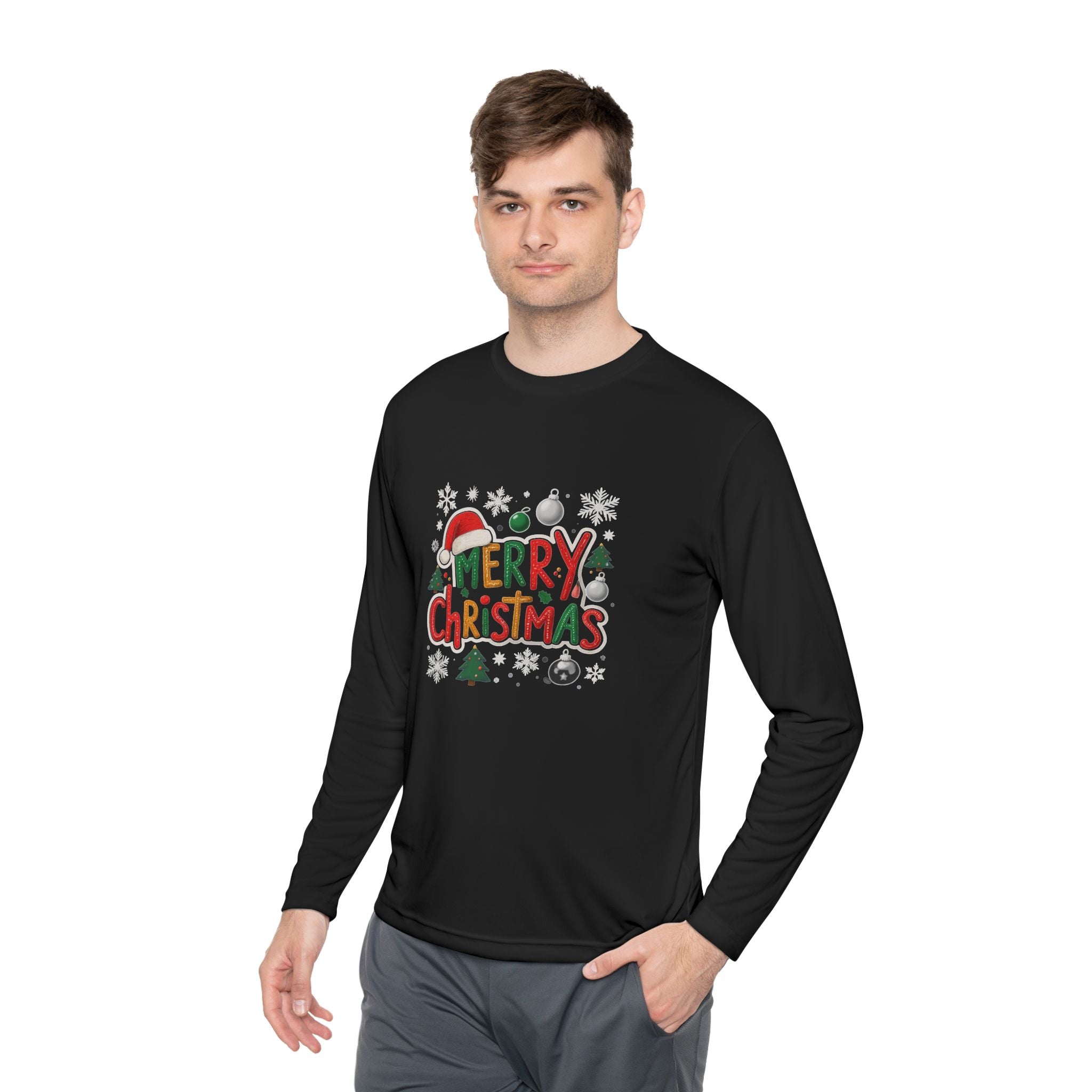 Merry Christmas Long Sleeve Tee — Festive Holiday Graphic Shirt