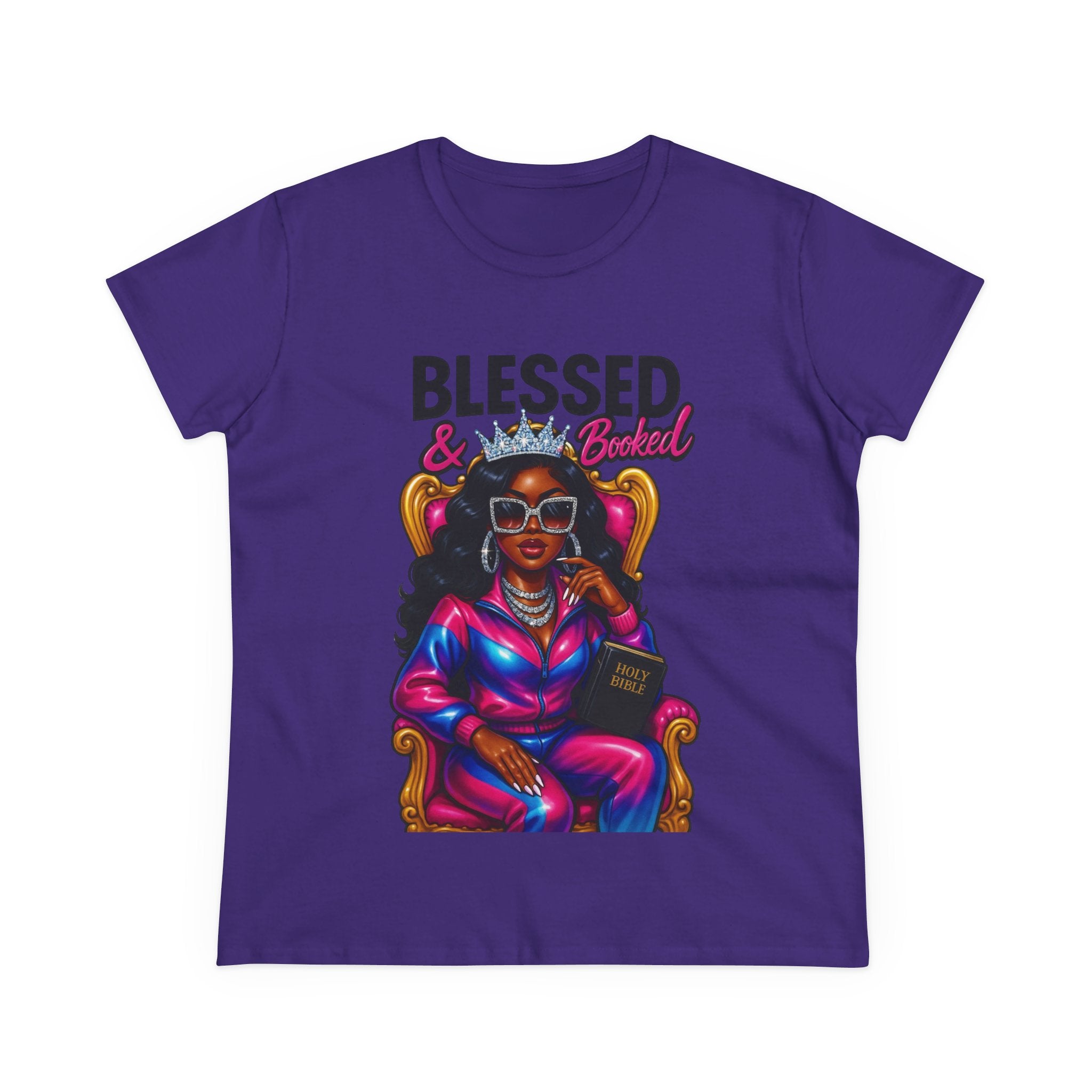 Blessed & Booked Women's Midweight Cotton Tee - Stylish Graphic Shirt for Readers