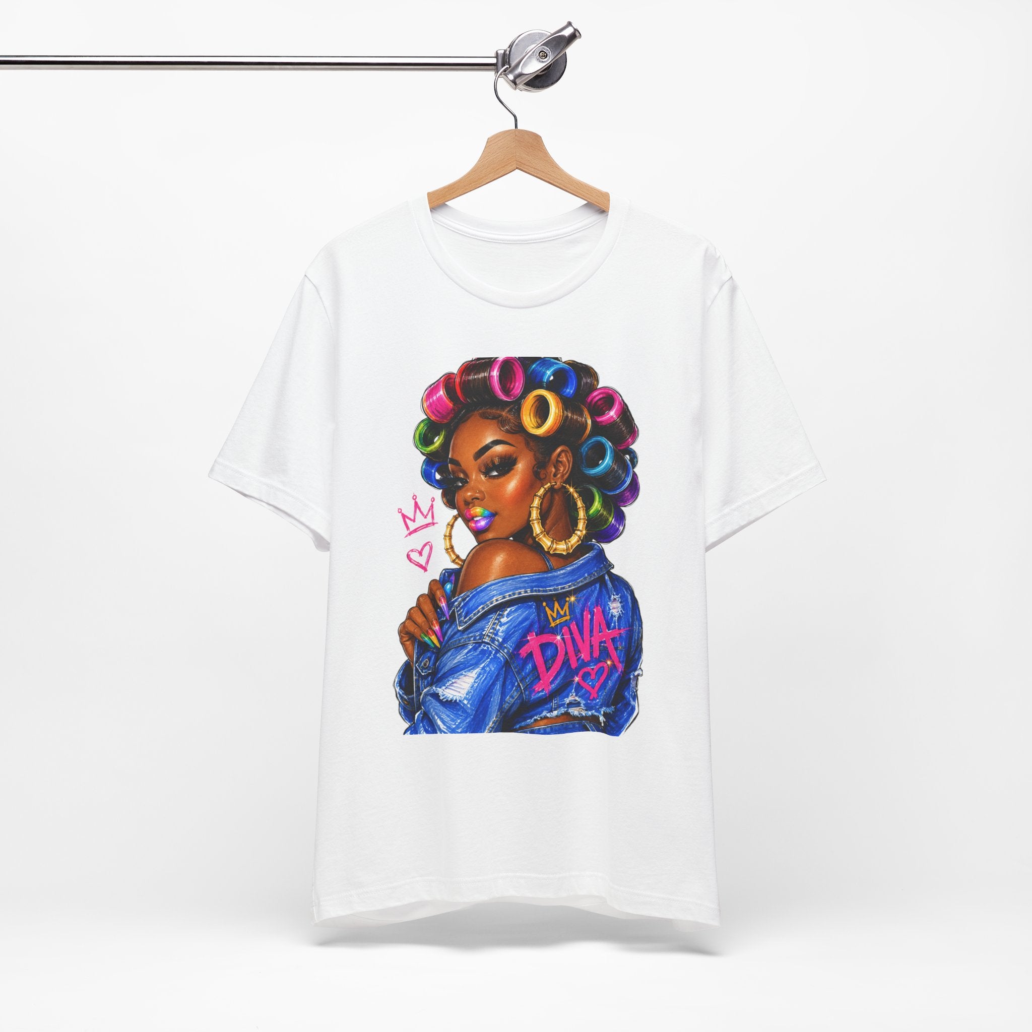 Diva Girl with Hair Rollers Graphic Tee – Bold Afrocentric Streetwear T-Shirt