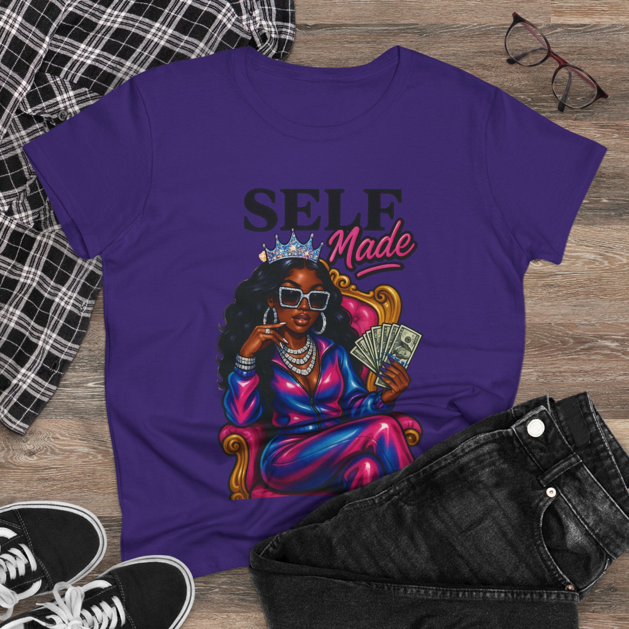 Self Made Women's Midweight Cotton Tee - Empowering Graphic Tee