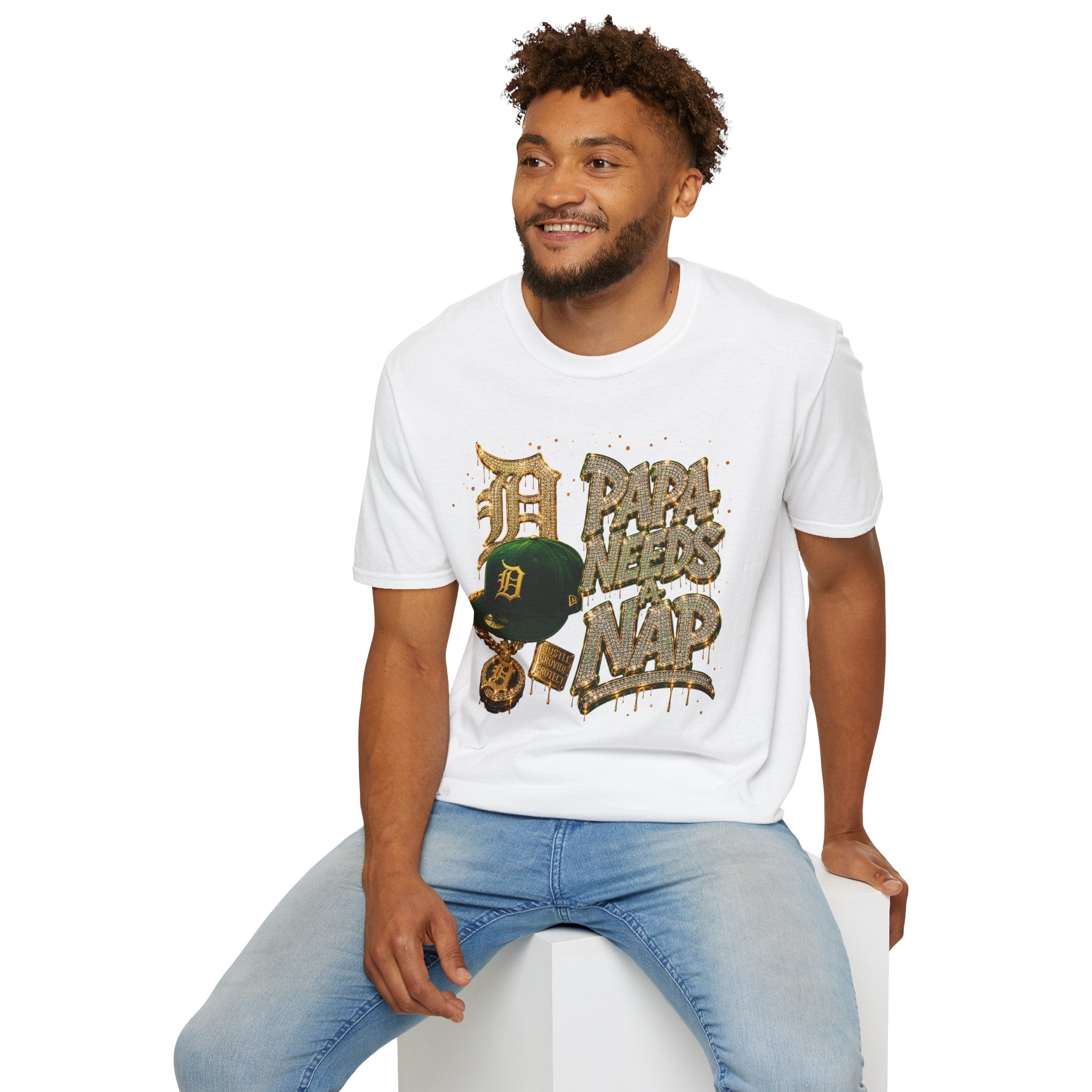 Papa Needs A Nap T-Shirt – Vintage Detroit D Hat Graphic Tee for Dads