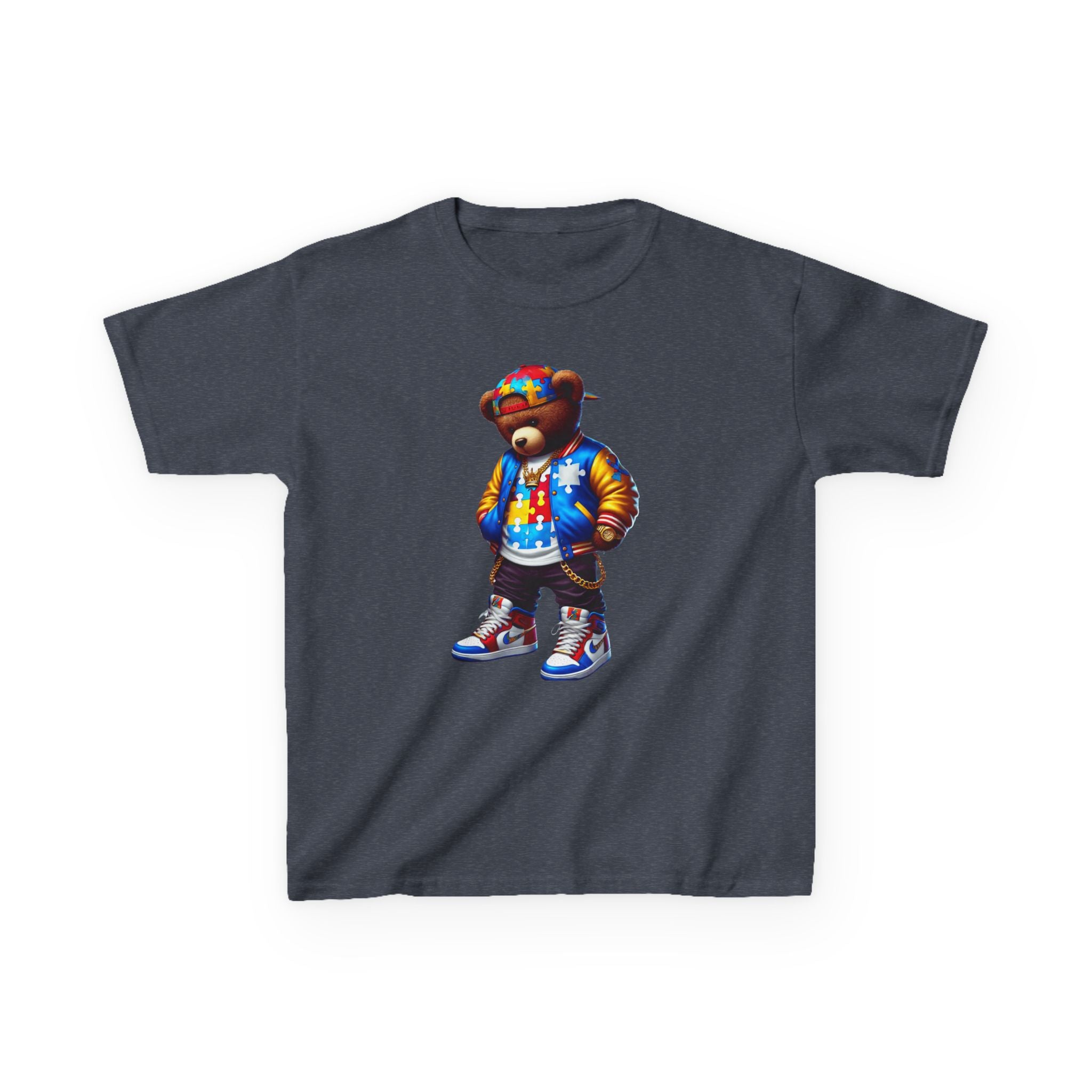 Cool Bear Autism Awareness Graphic Kids Tee - Colorful Streetwear Style